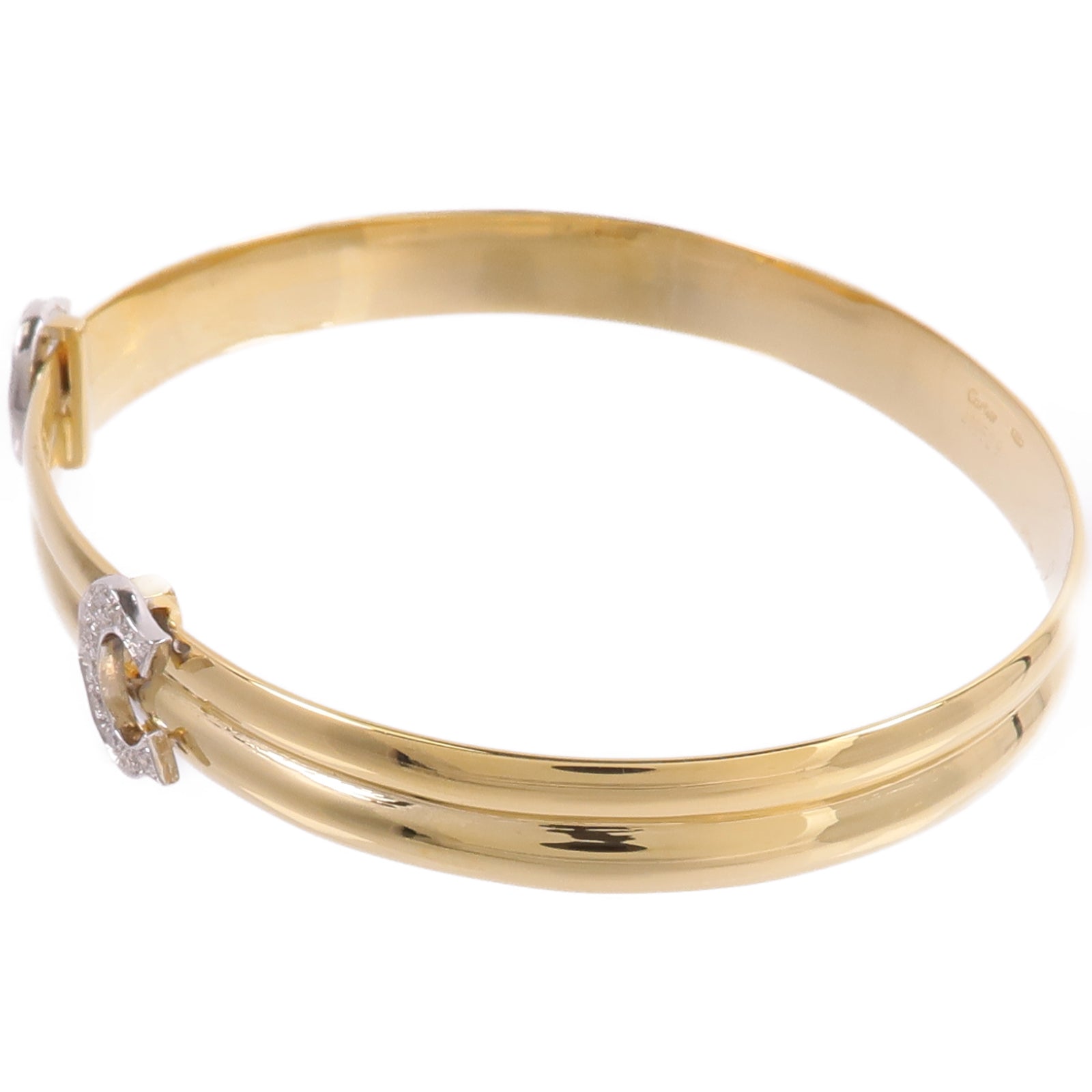 CARTIER 18K黃金/白金Vintabe Doube C Diamond Bracelet鑽石手鐲