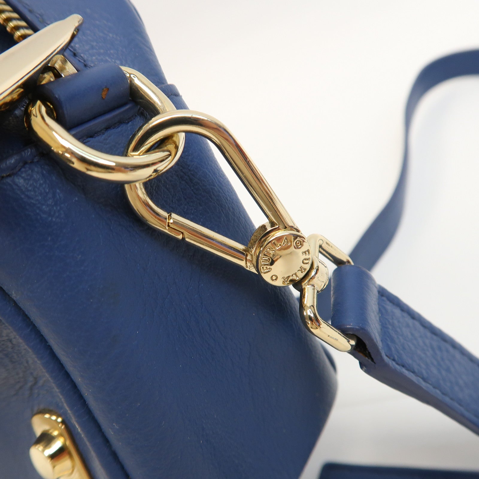 Furla 【激減優惠】牛皮皮革Shoulder Bag金扣肩背袋藍色