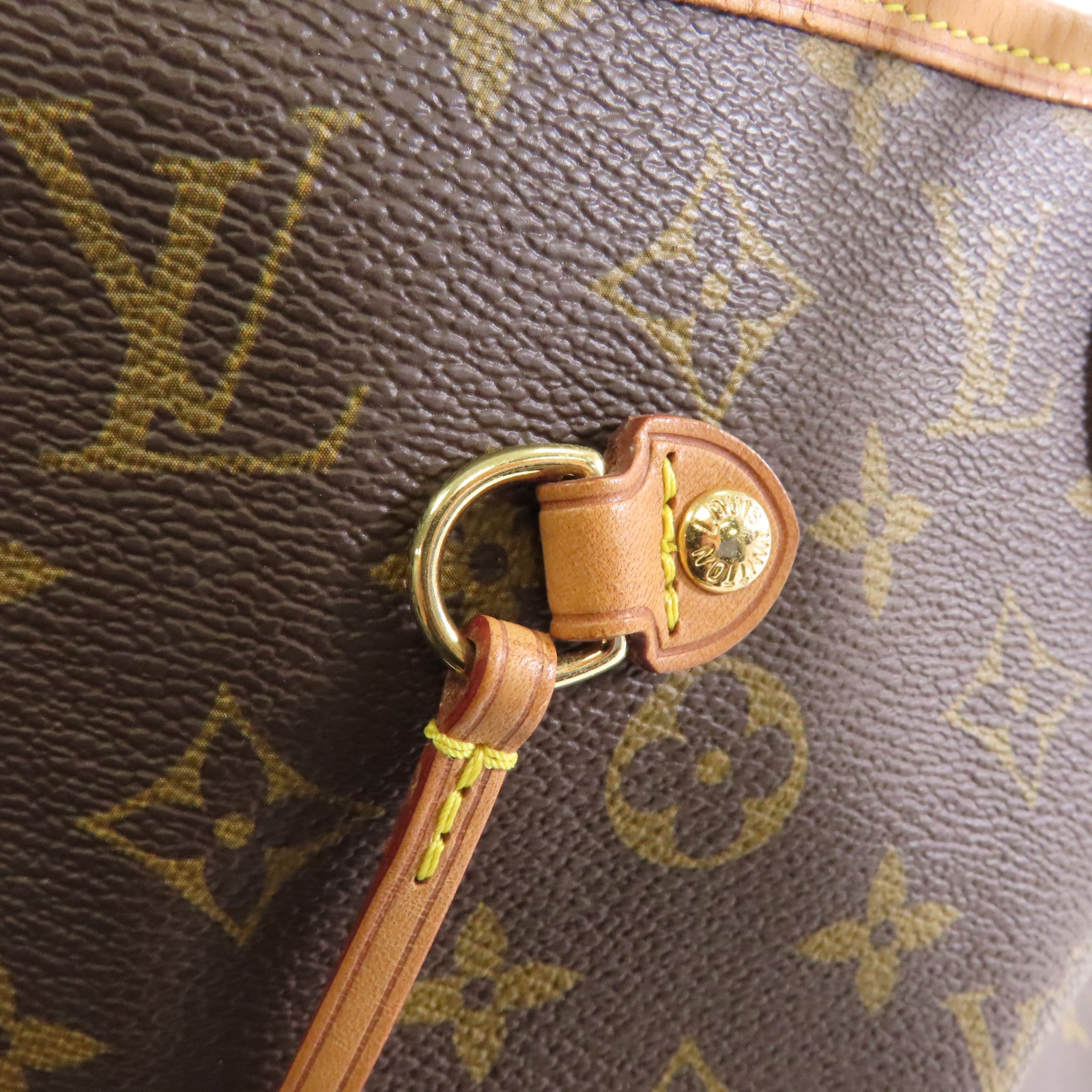 LOUIS VUITTON Monogram Neverfull MM金扣手挽袋啡色