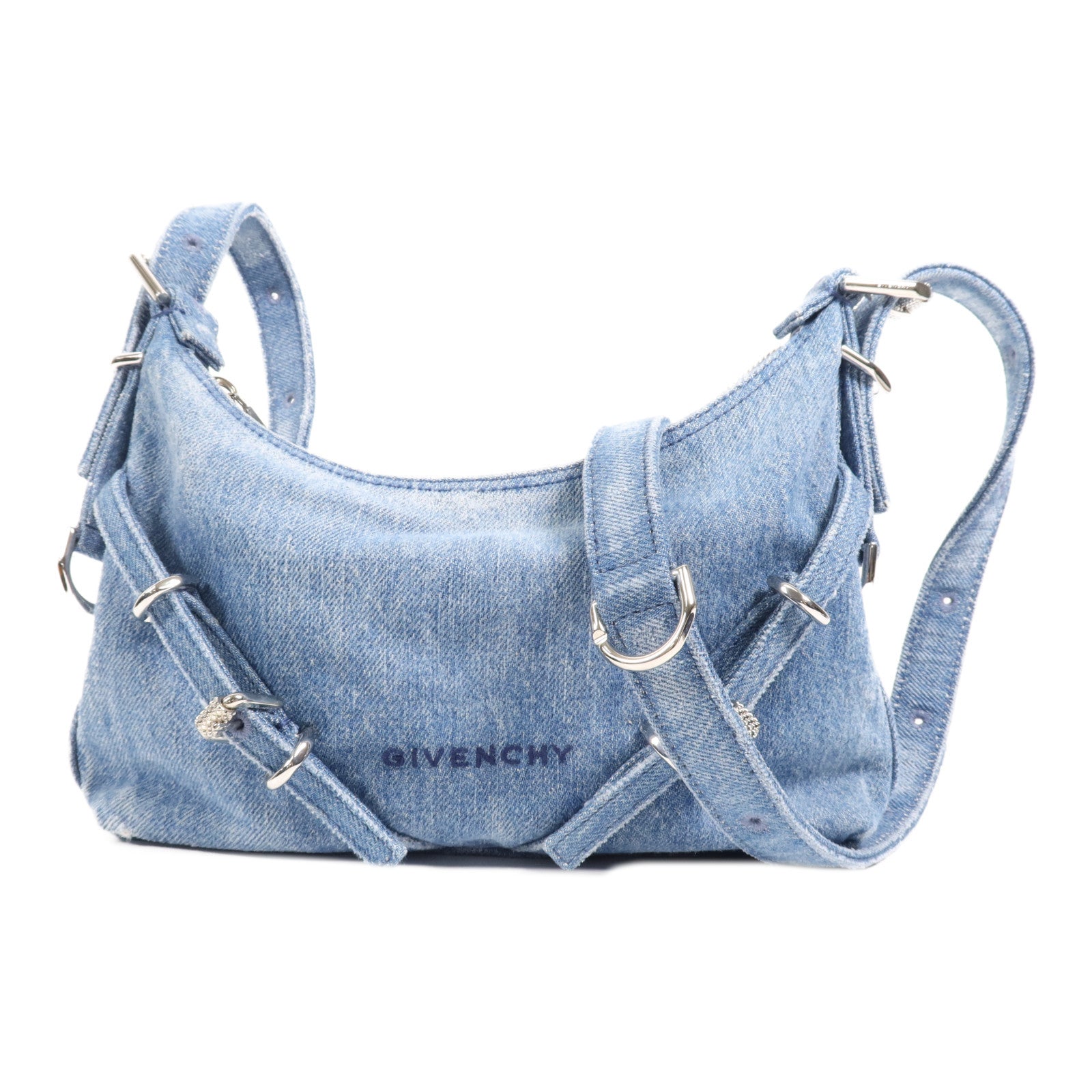 GIVENCHY 牛仔布Shoulder Bag銀肩背袋