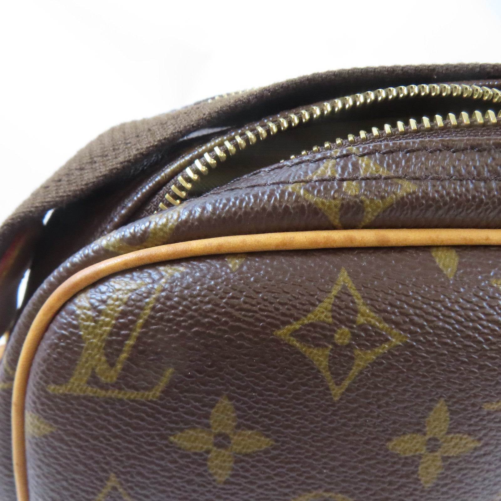 LOUIS VUITTON Monogram Reporter PM金扣肩背袋啡色