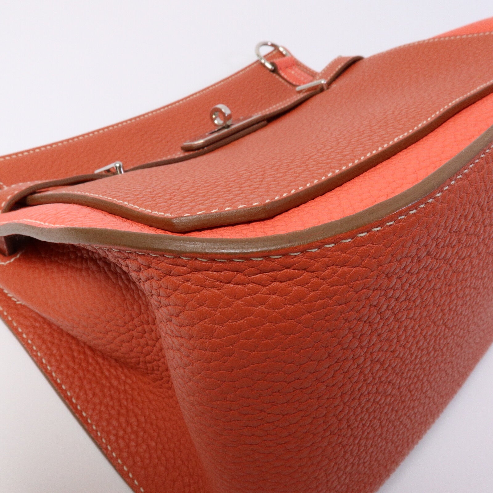 HERMES Clemence皮革Jypsiere 28肩背袋Sanguine/Rose Jaipur