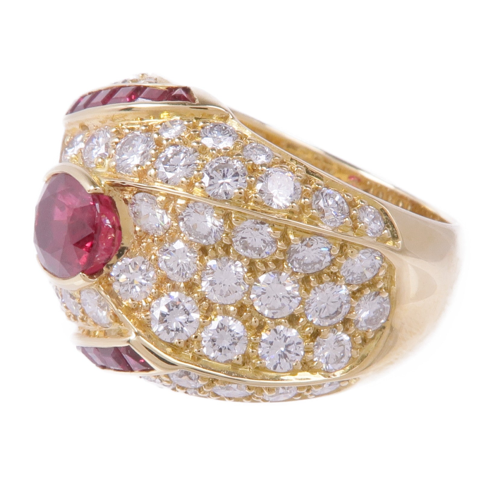 JEWELRY 【激減優惠】18K黃金Ruby Diamond Ring紅寶石/鑽石戒指US#6.25
