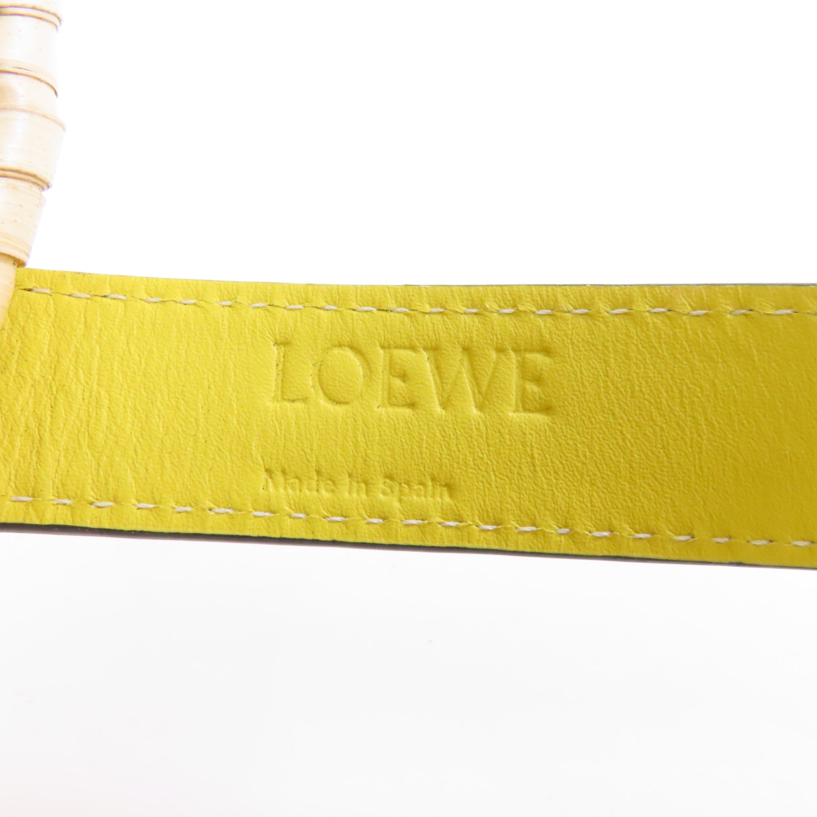LOEWE 【激減優惠】Raffia Basket Bag銀扣手挽袋米色/黃色