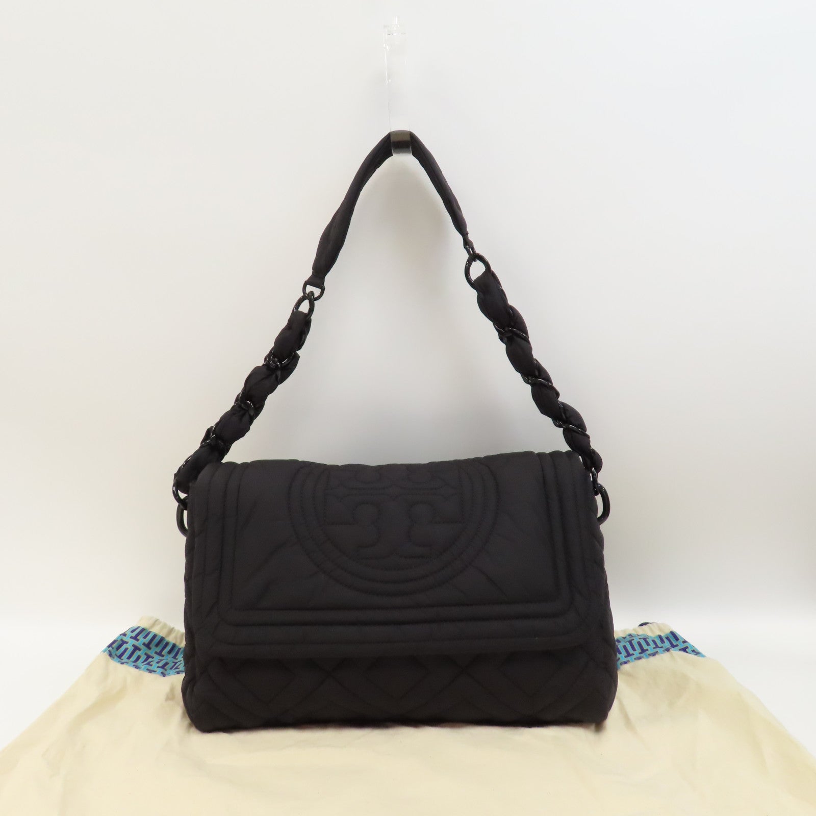 Tory Burch 尼龍Chain Shoulder Bag鏈帶肩背袋黑色