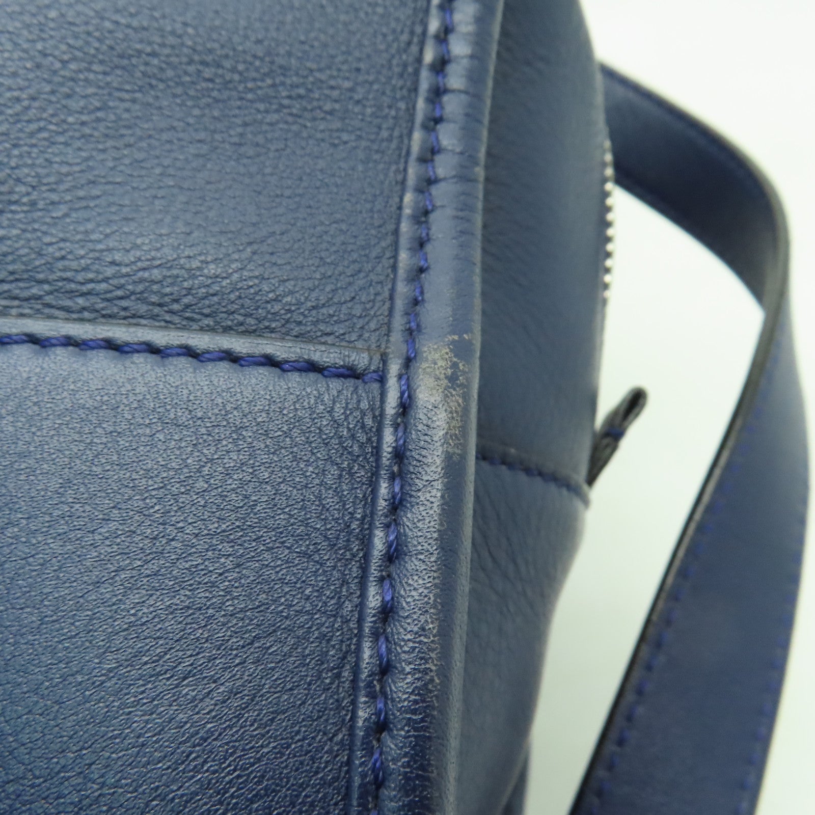LOEWE 【激減優惠】牛皮皮革Amazona銀扣手挽肩背兩用袋藍色