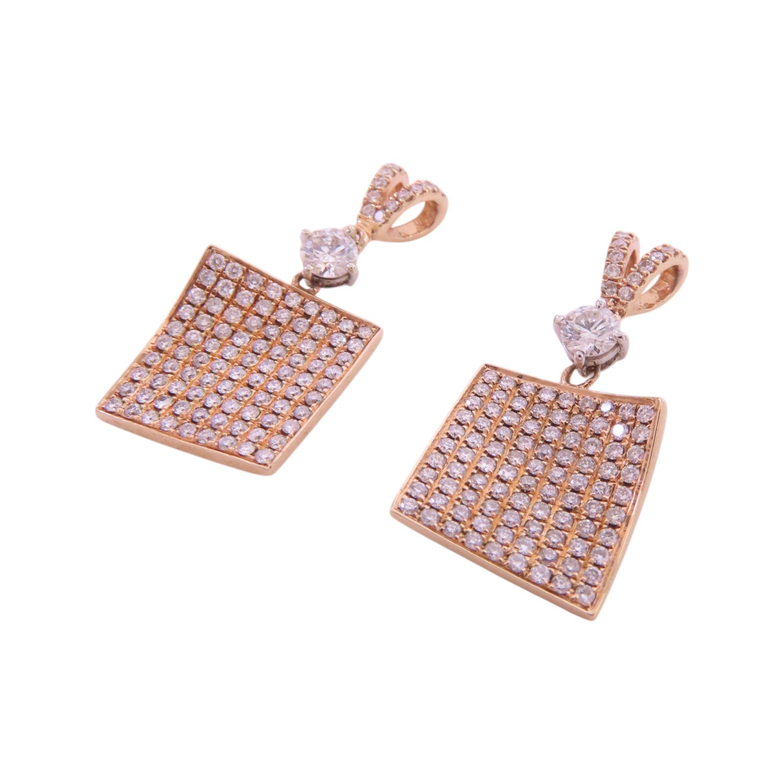 JEWELRY 18K玫瑰金/白金Diamond Pendant Top Set鑽石一對吊吊墜頭扣
