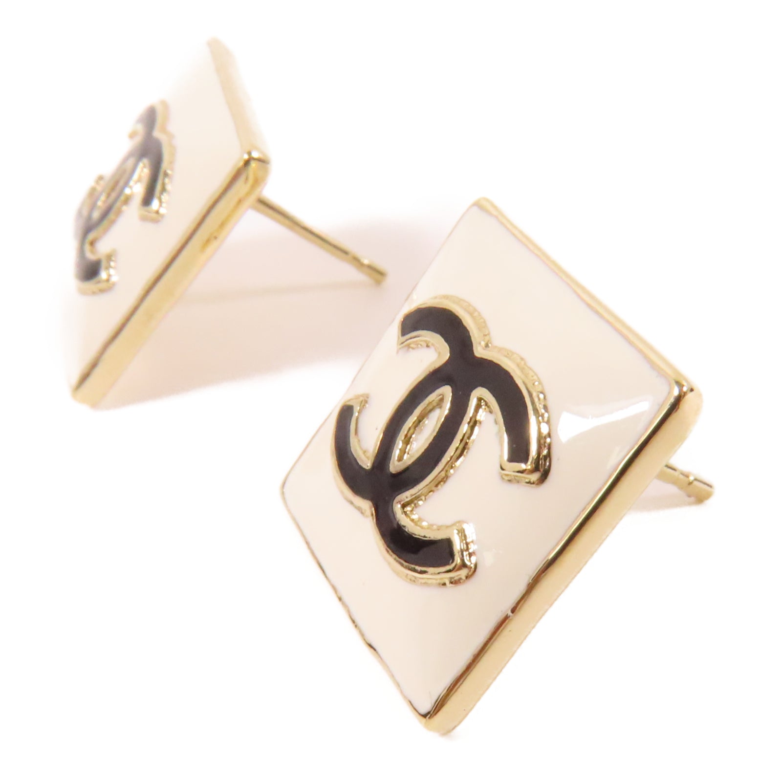 CHANEL 金屬Earrings耳環黑色/白色