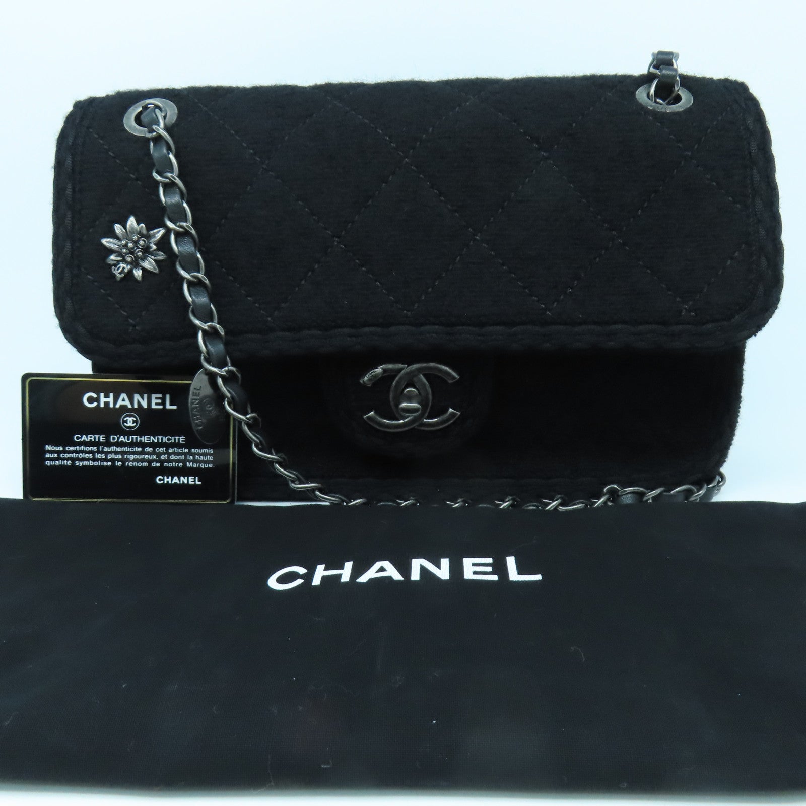 CHANEL 【激減優惠】菱格羊絨Chain Shoulder銀扣鏈帶肩背袋黑色
