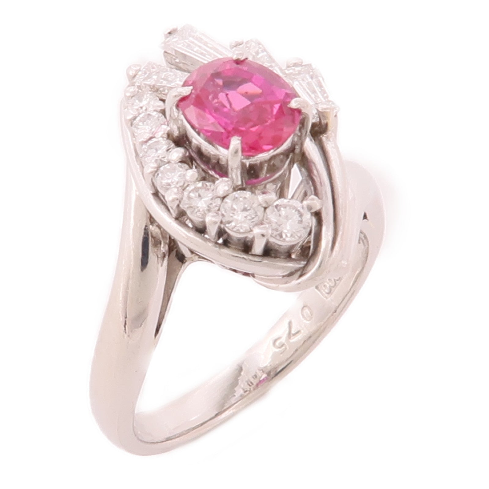JEWELRY 【激減優惠】PT900鉑金Pink Sapphire Ring粉紅藍寶石/鑽石戒指