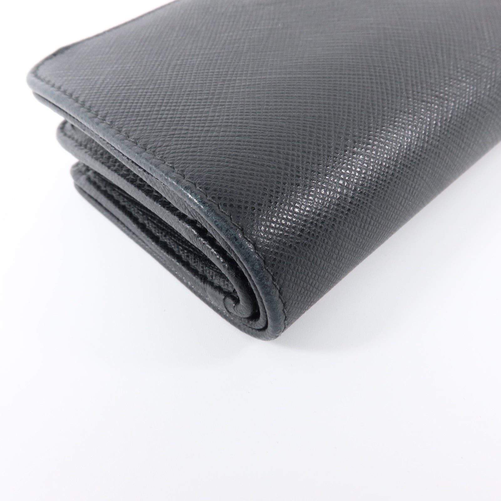PRADA Saffiano皮革Bifold Wallet金扣錢包
