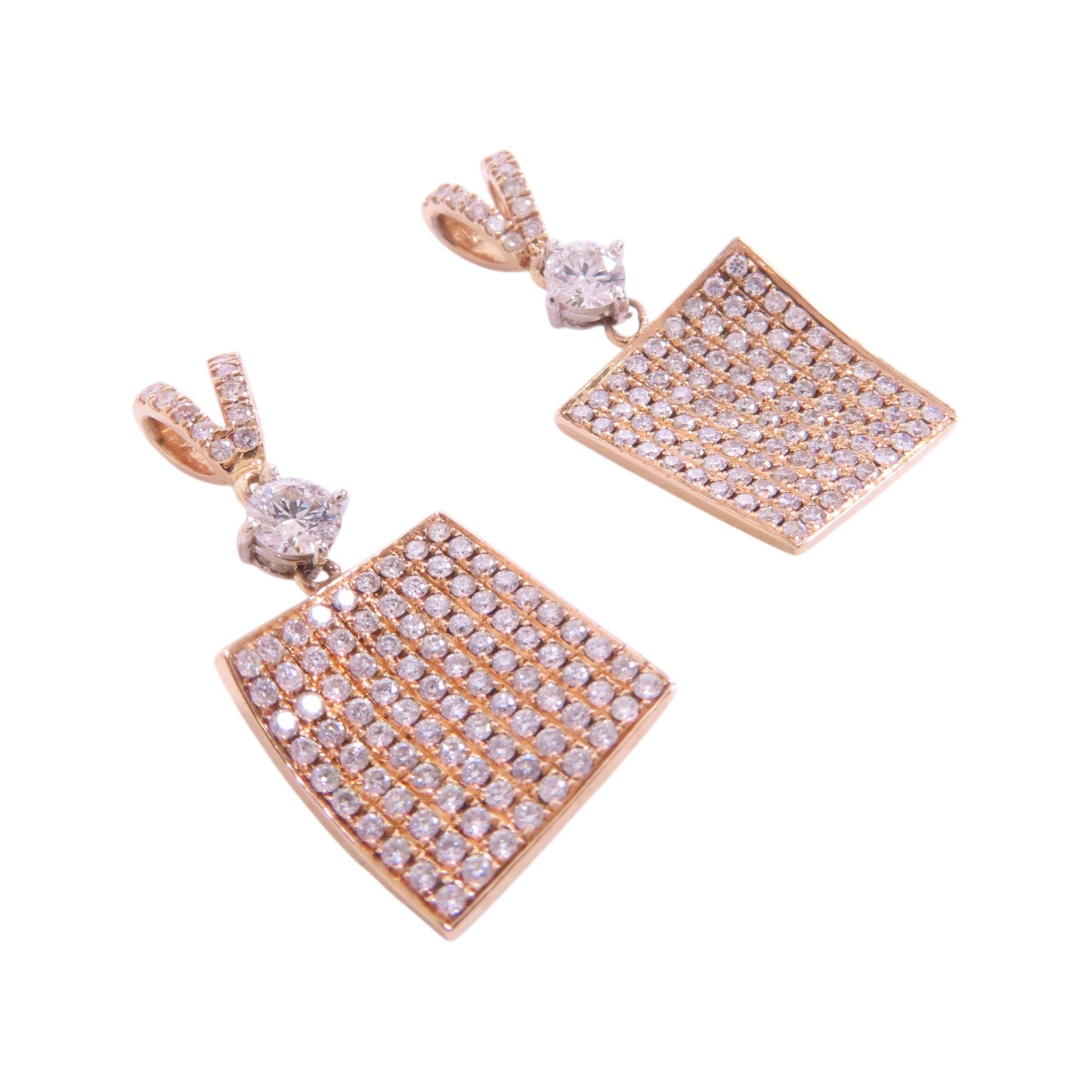 JEWELRY 18K玫瑰金/白金Diamond Pendant Top Set鑽石一對吊吊墜頭扣