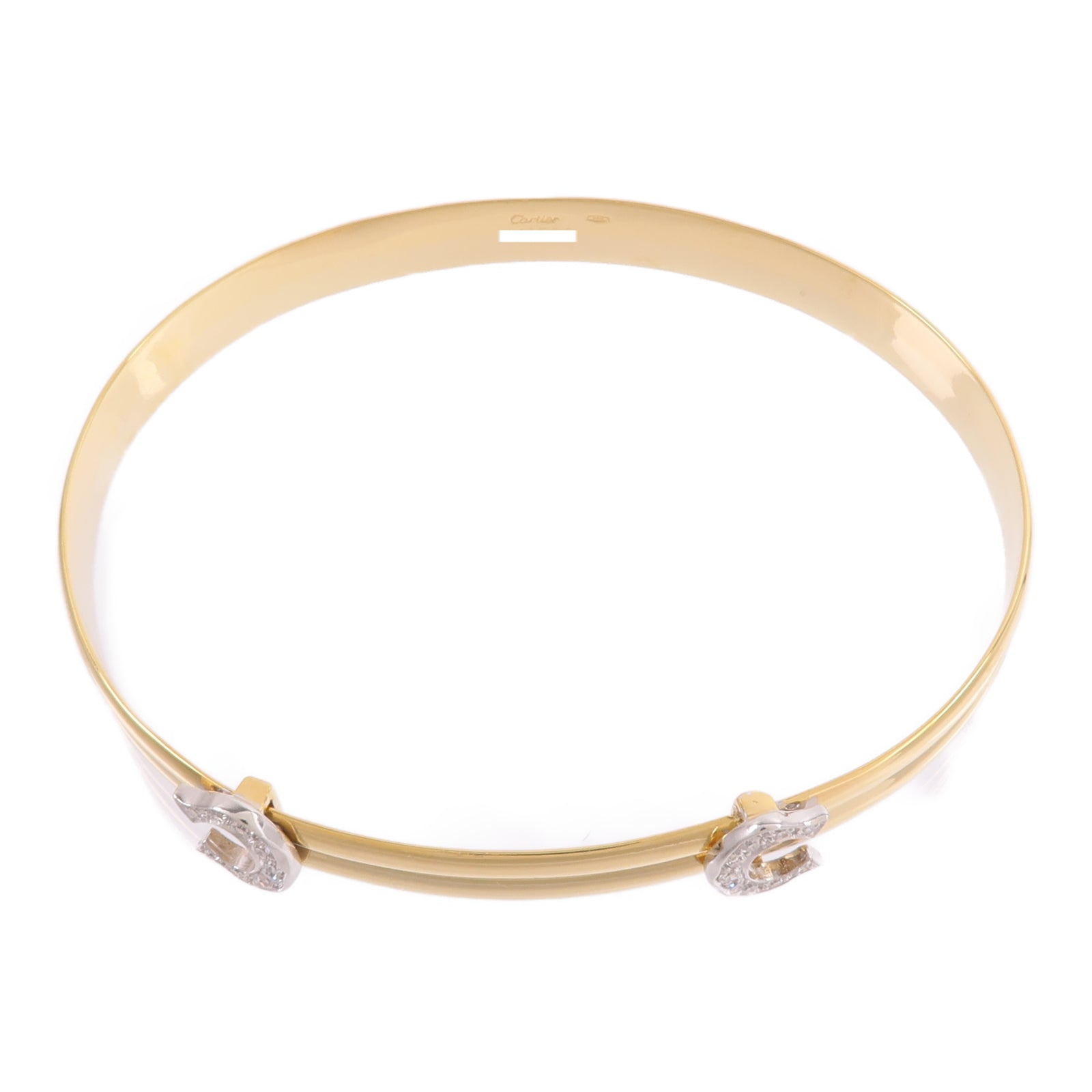 CARTIER 18K黃金/白金Vintabe Doube C Diamond Bracelet鑽石手鐲