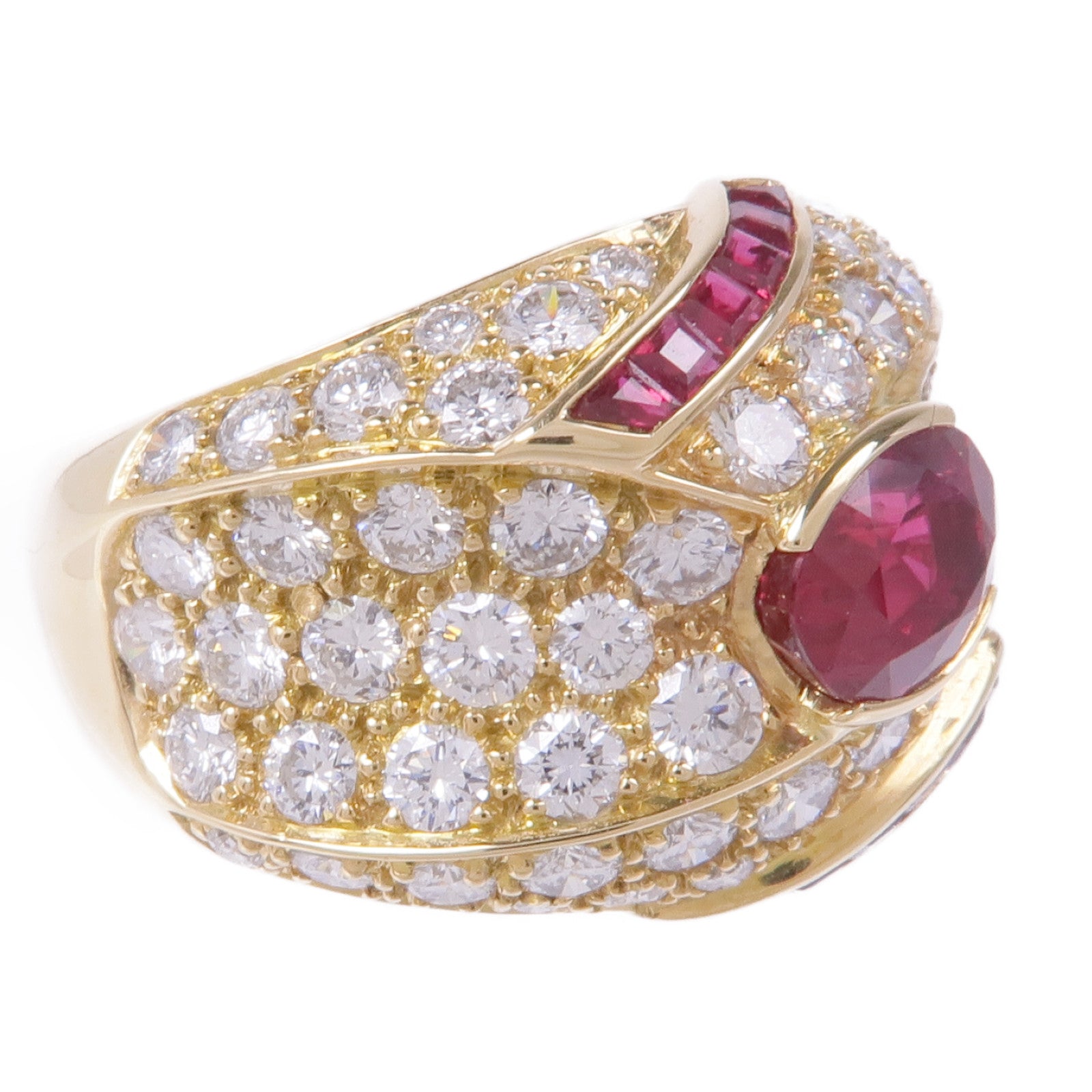 JEWELRY 【激減優惠】18K黃金Ruby Diamond Ring紅寶石/鑽石戒指US#6.25