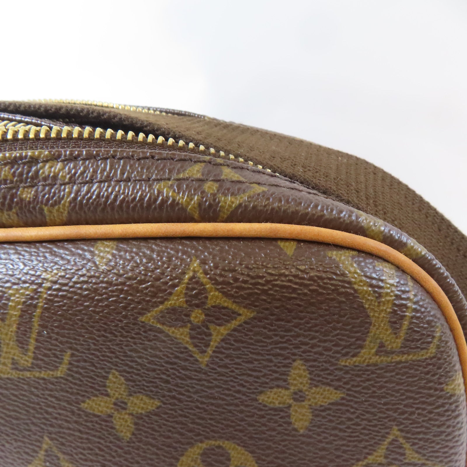 LOUIS VUITTON Monogram Reporter PM金扣肩背袋啡色