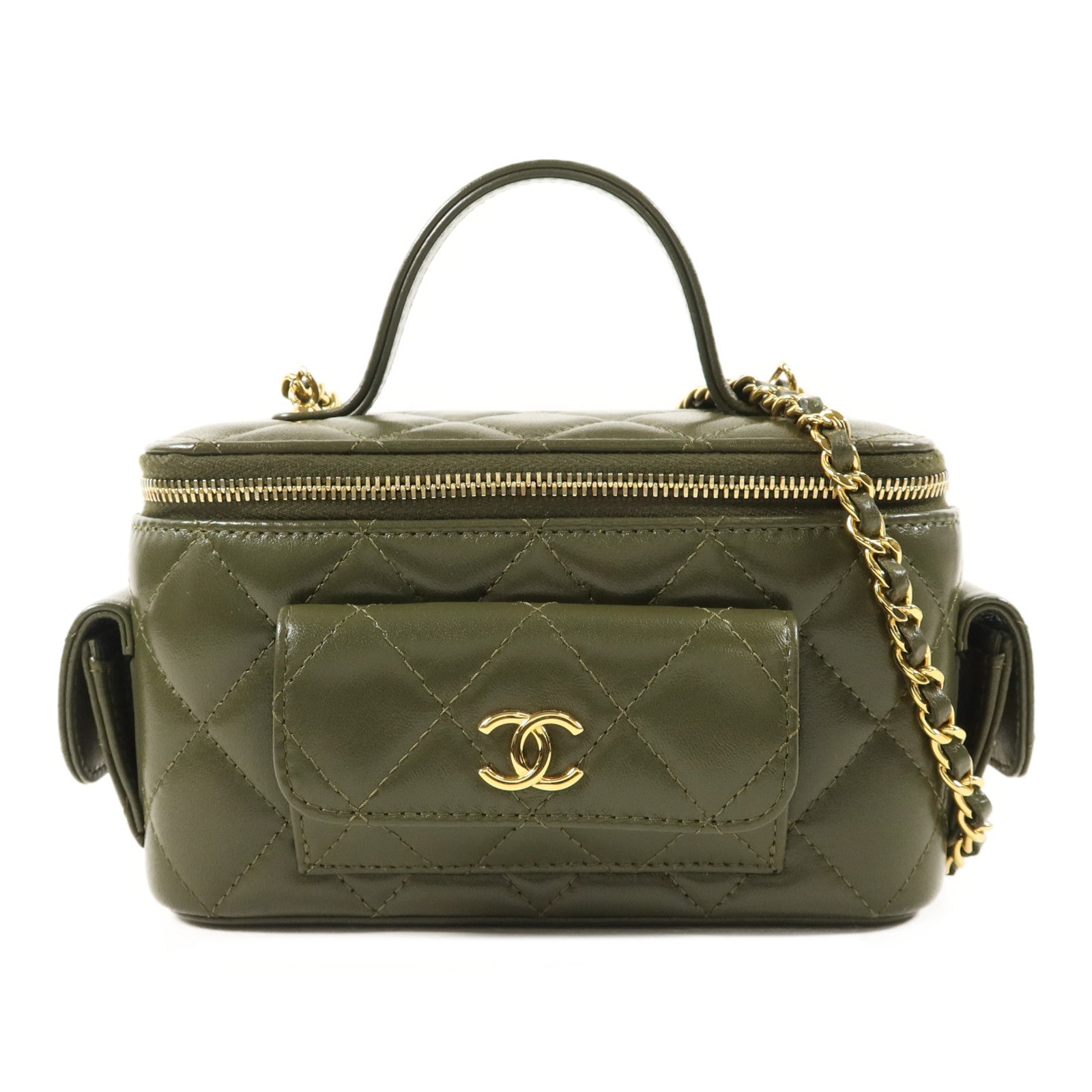 CHANEL 羊皮皮革Vanity Case金扣手挽肩背兩用袋
