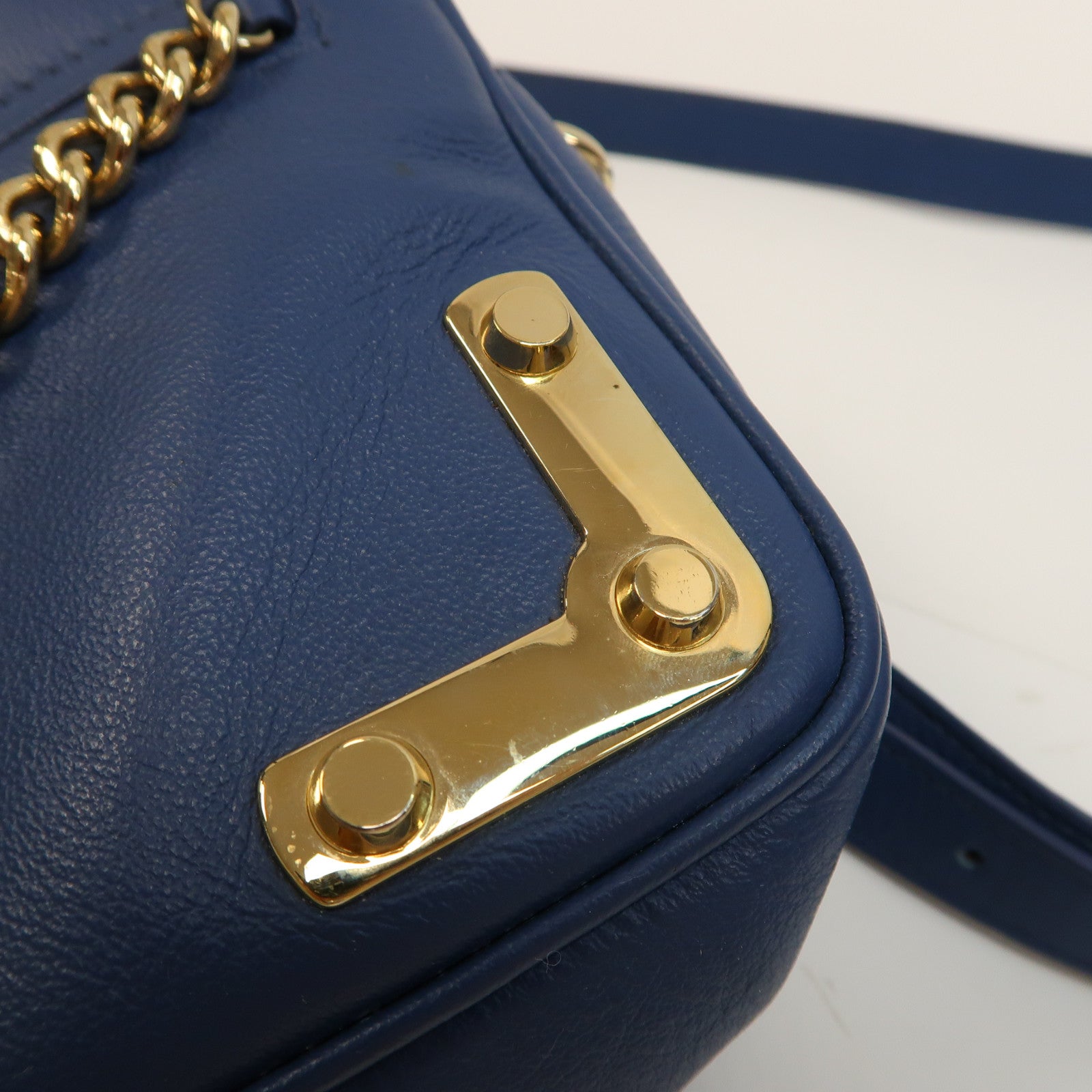 Furla 【激減優惠】牛皮皮革Shoulder Bag金扣肩背袋藍色