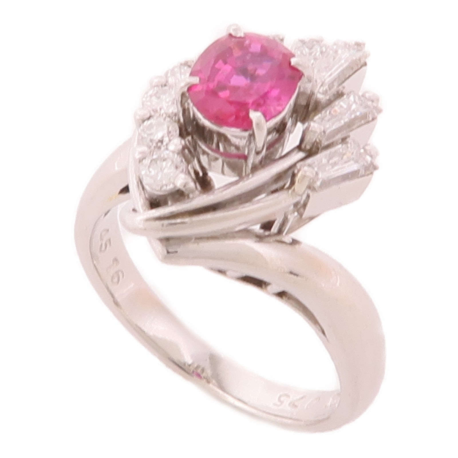 JEWELRY 【激減優惠】PT900鉑金Pink Sapphire Ring粉紅藍寶石/鑽石戒指