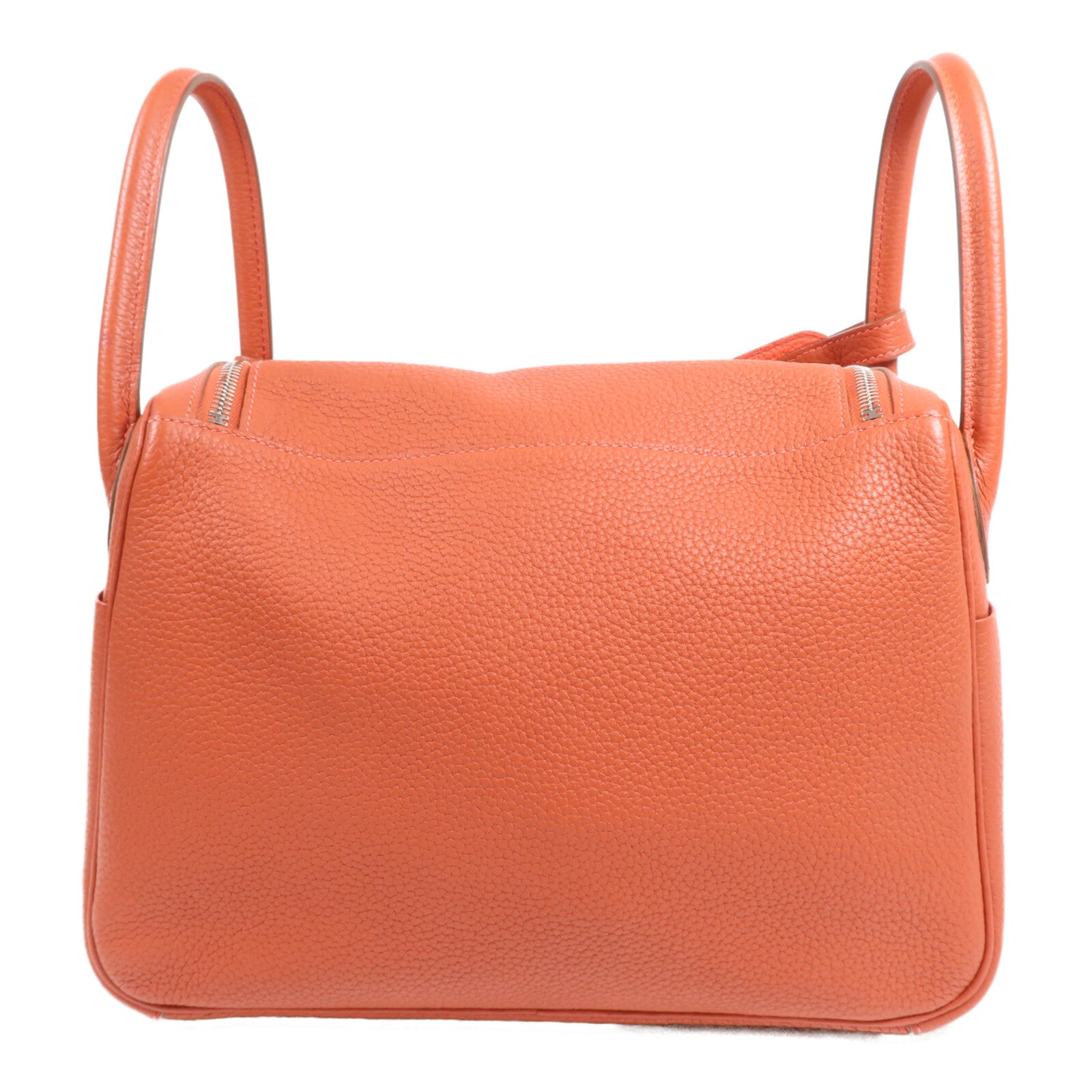 HERMES Clemence皮革Lindy 30銀扣手挽肩背兩用袋Orange