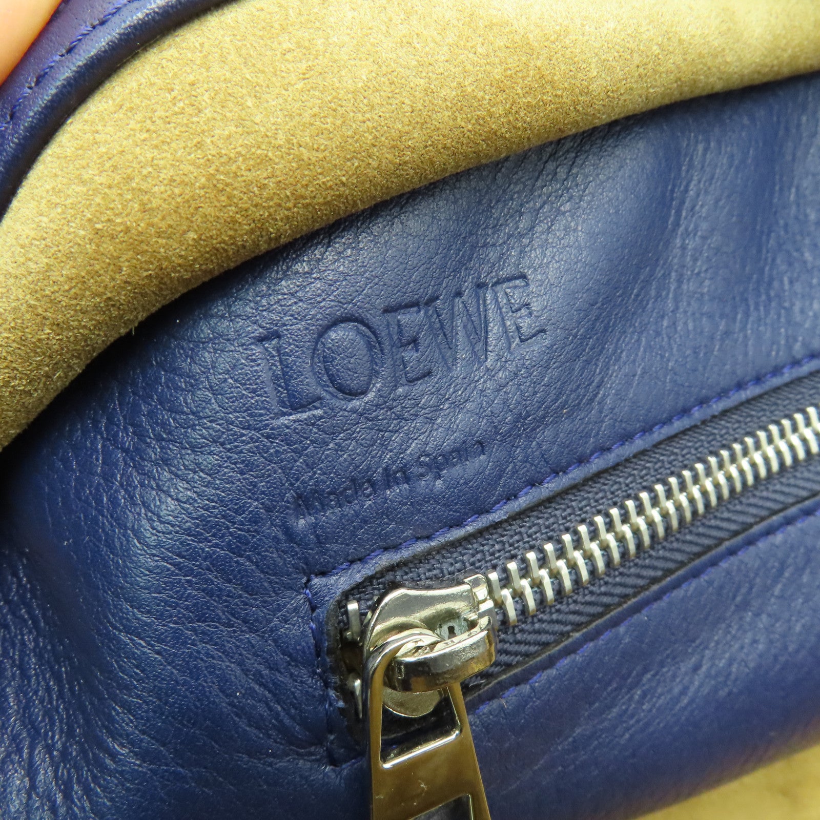 LOEWE 【激減優惠】牛皮皮革Amazona銀扣手挽肩背兩用袋藍色