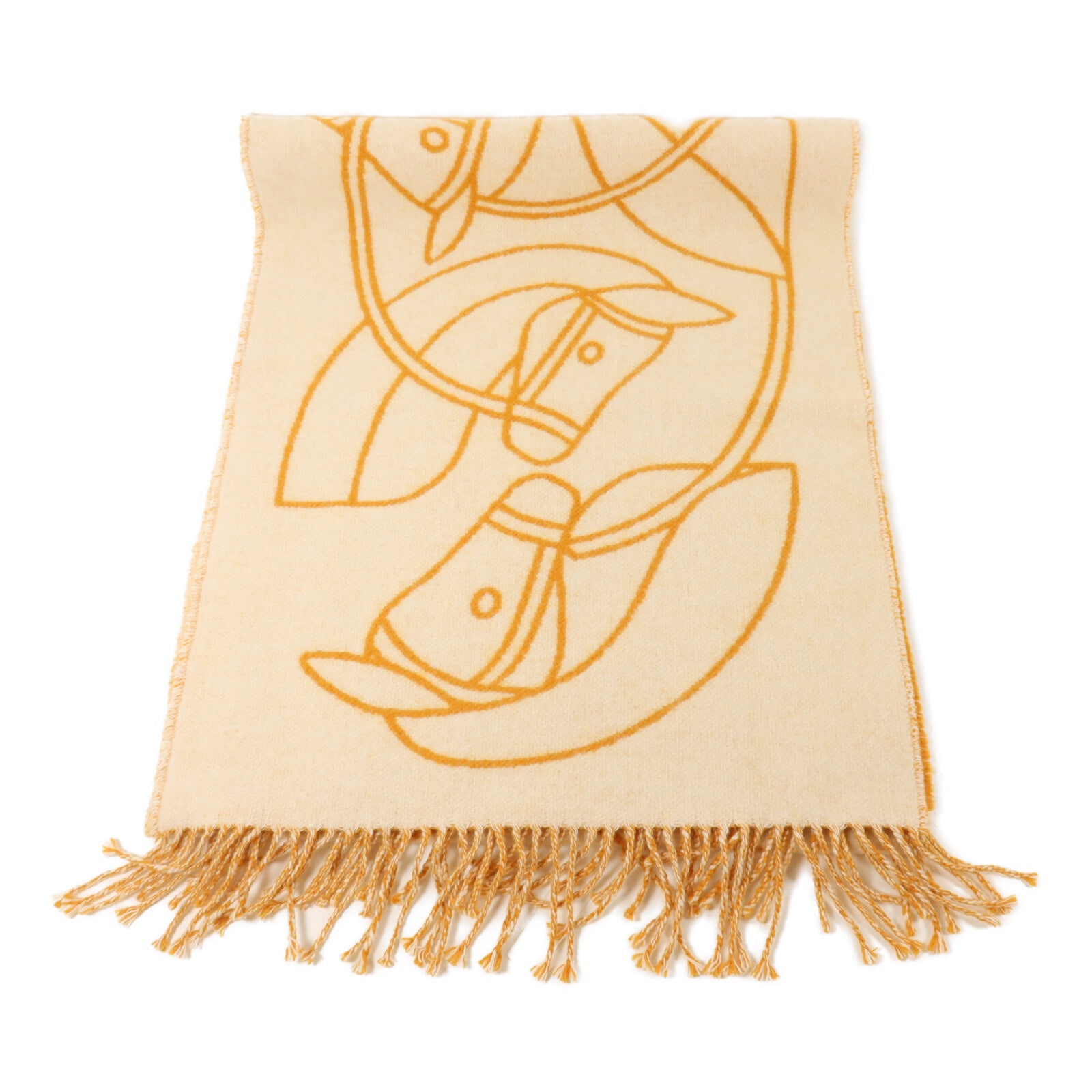 HERMES 羊絨Scarf圍巾Orange/Beige