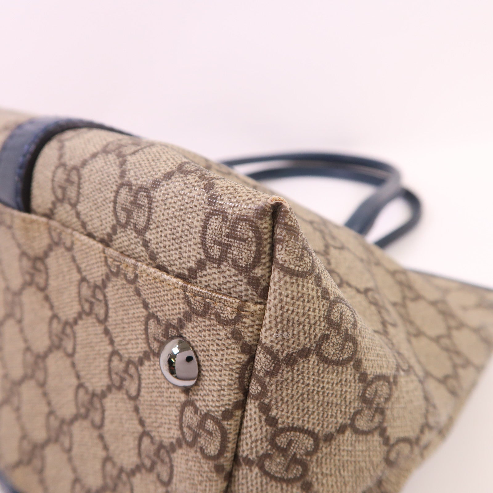 GUCCI 塗層帆布Tote Bag銀扣肩背袋