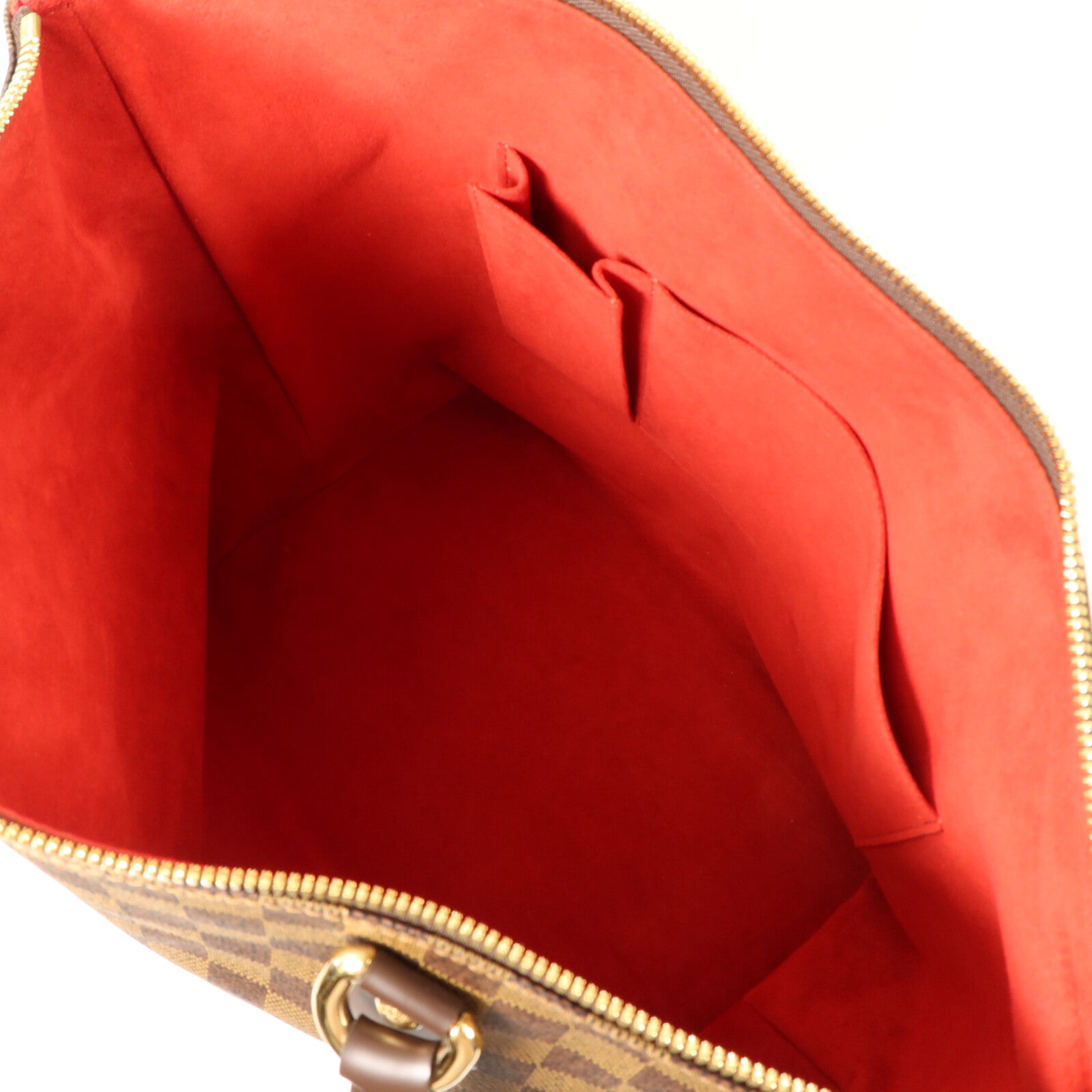 LOUIS VUITTON Damier Saleya MM金扣肩背袋/手挽袋棕色