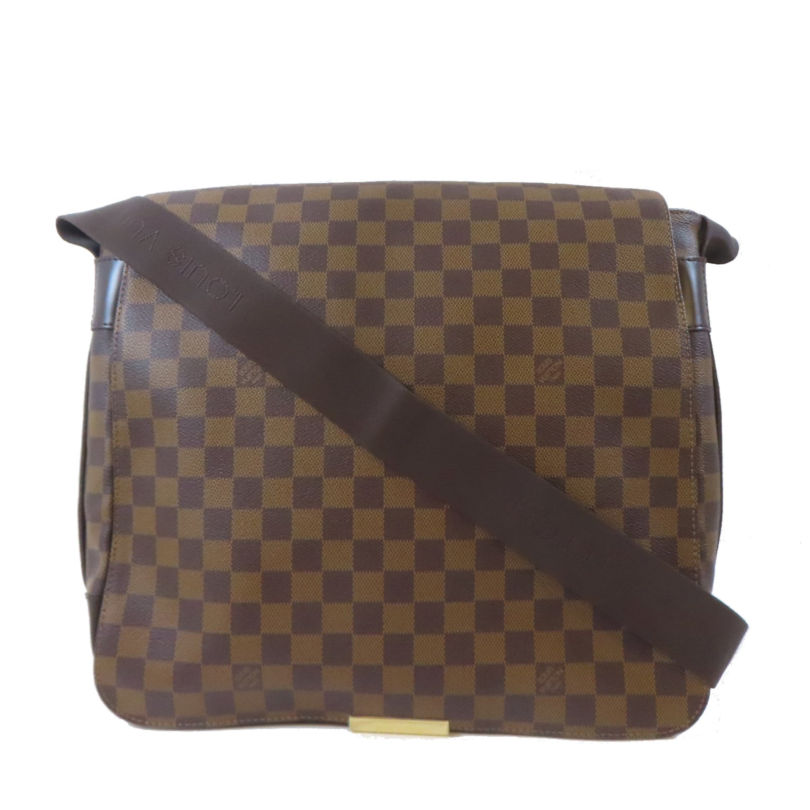 LOUIS VUITTON Damier Bastille金扣肩背袋棕色