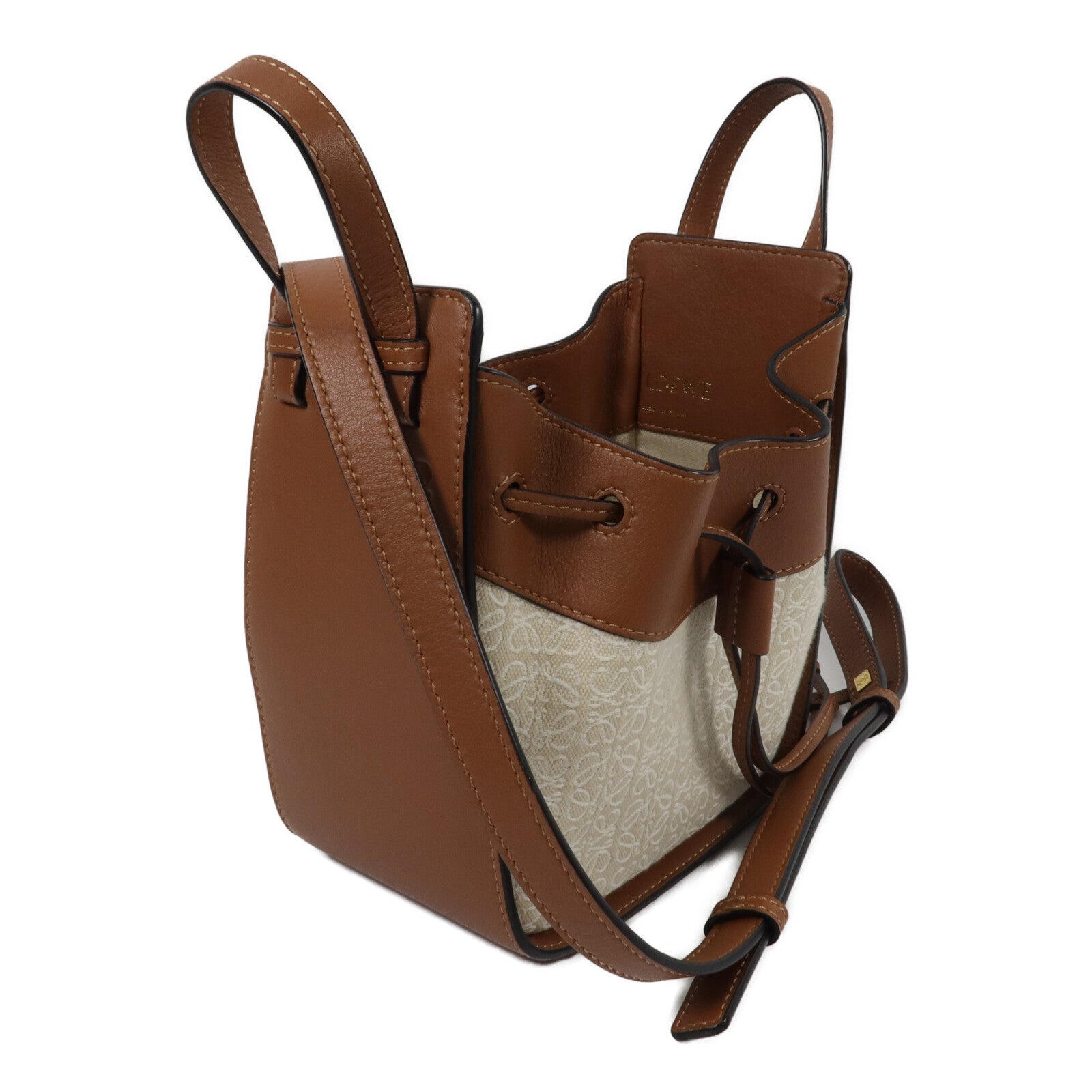 LOEWE 帆布/牛皮皮革Hammock Mini手挽肩背兩用袋