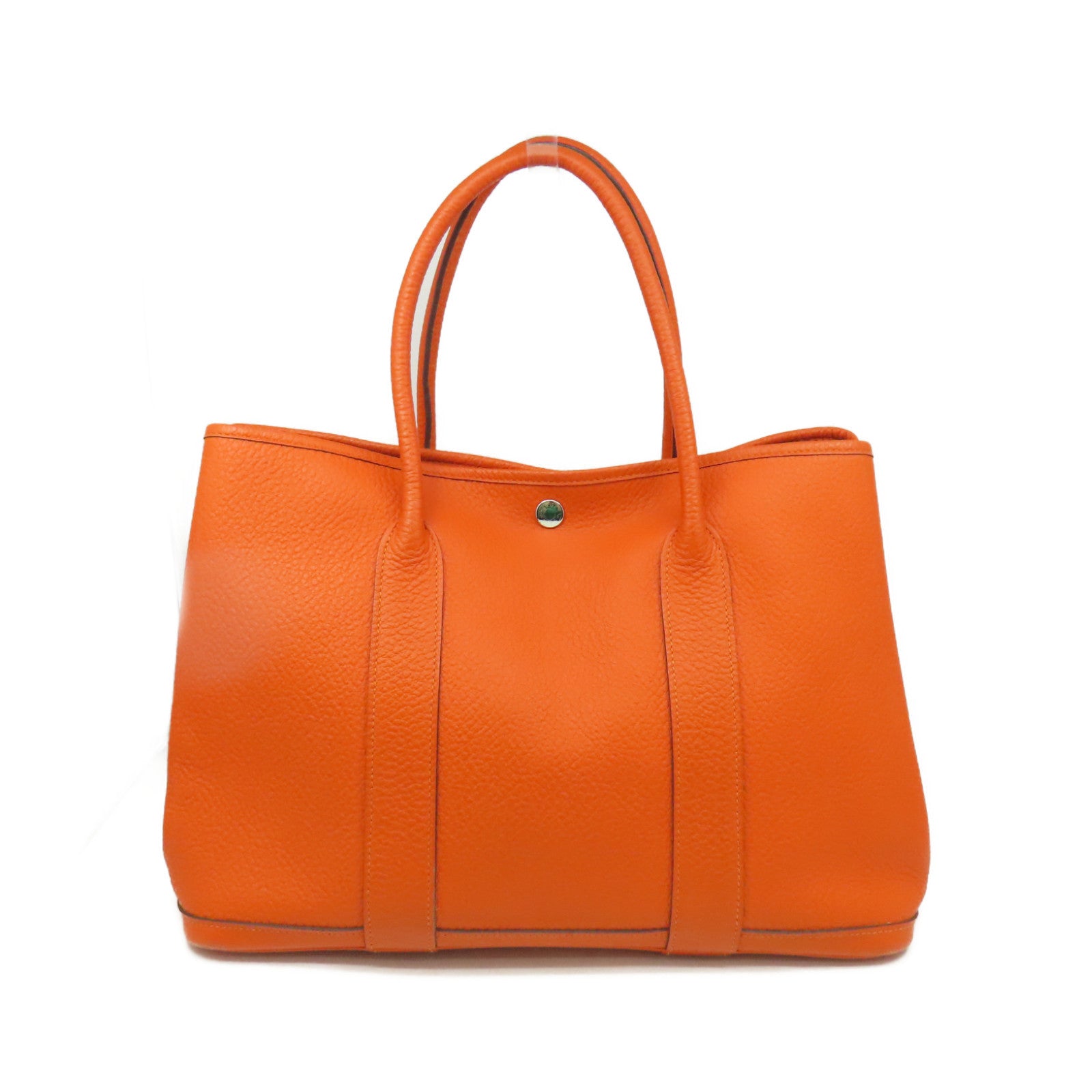 HERMES 【激減優惠】Negonda皮革Garden Party PM Tote Bag銀扣手挽袋Orange橙色