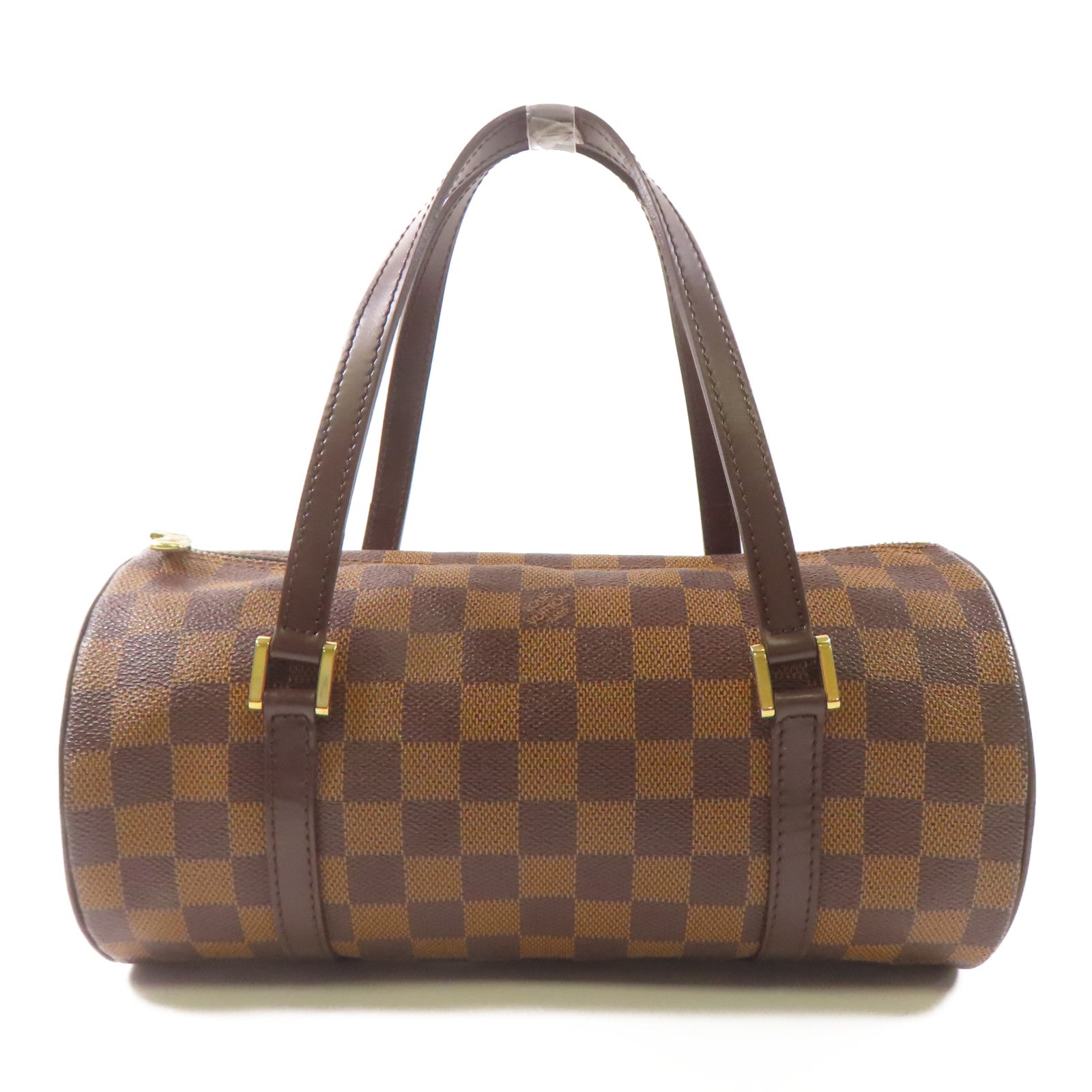 LOUIS VUITTON Damier Papillon PM金扣手挽袋棕色