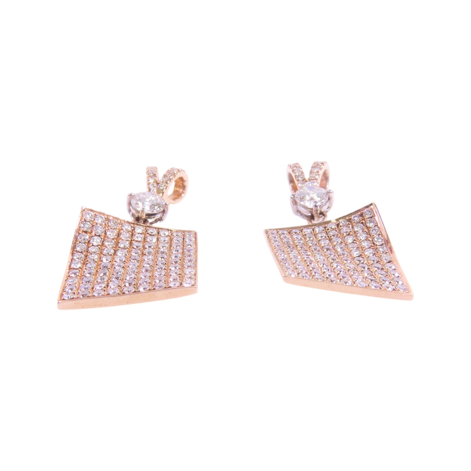 JEWELRY 18K玫瑰金/白金Diamond Pendant Top Set鑽石一對吊吊墜頭扣