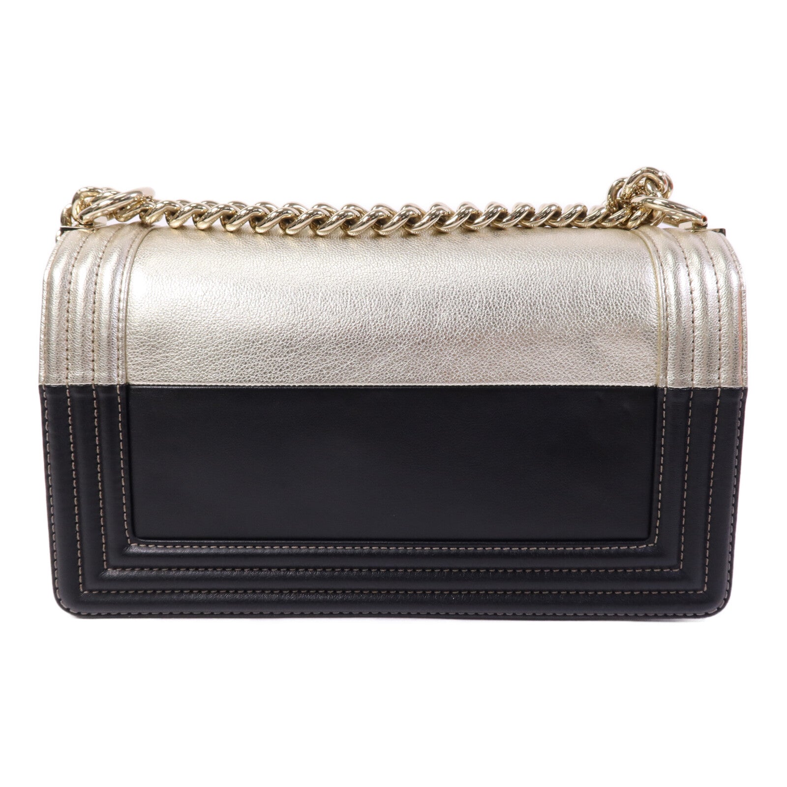 CHANEL 牛皮皮革Boy 25金扣鏈帶肩背袋