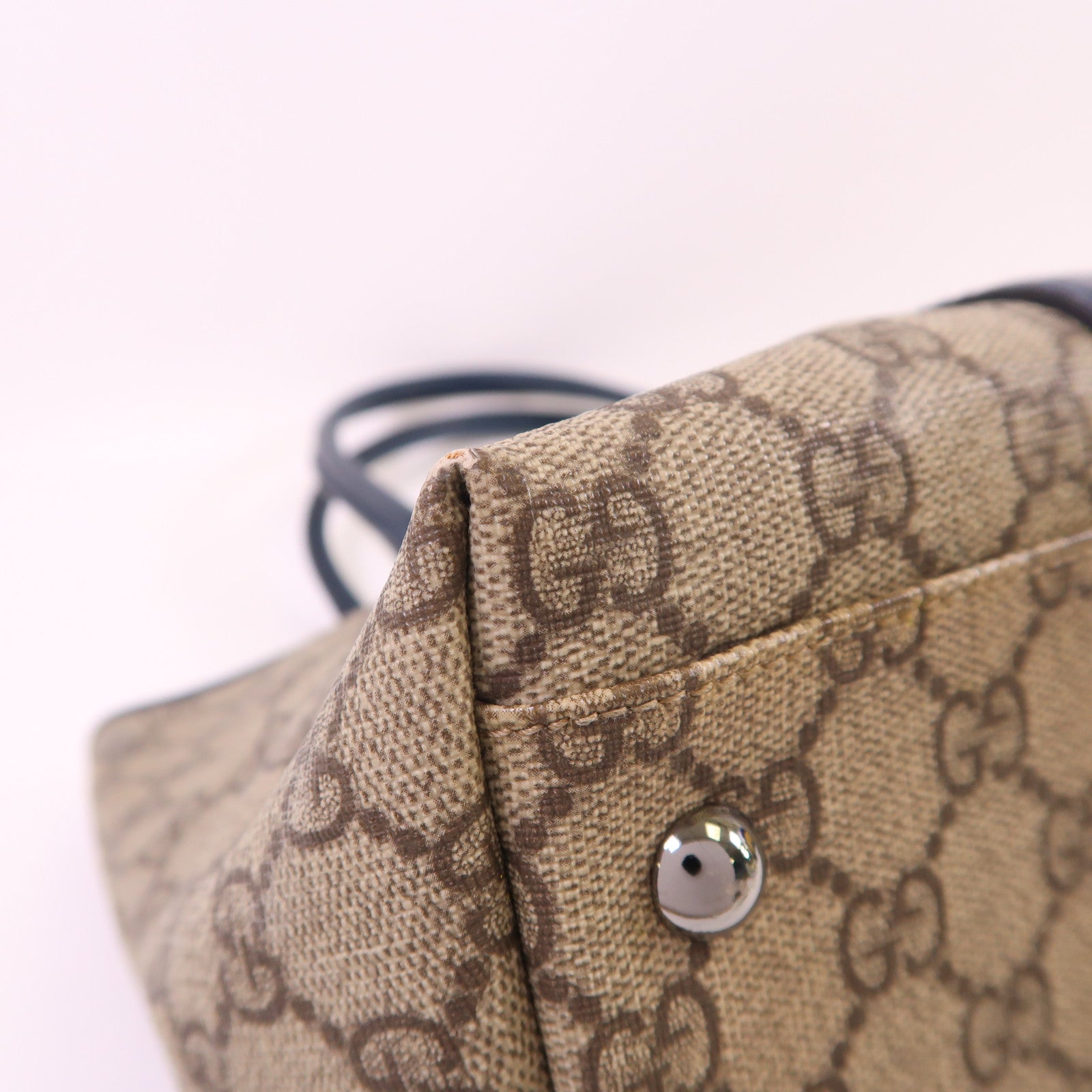 GUCCI 塗層帆布Tote Bag銀扣肩背袋