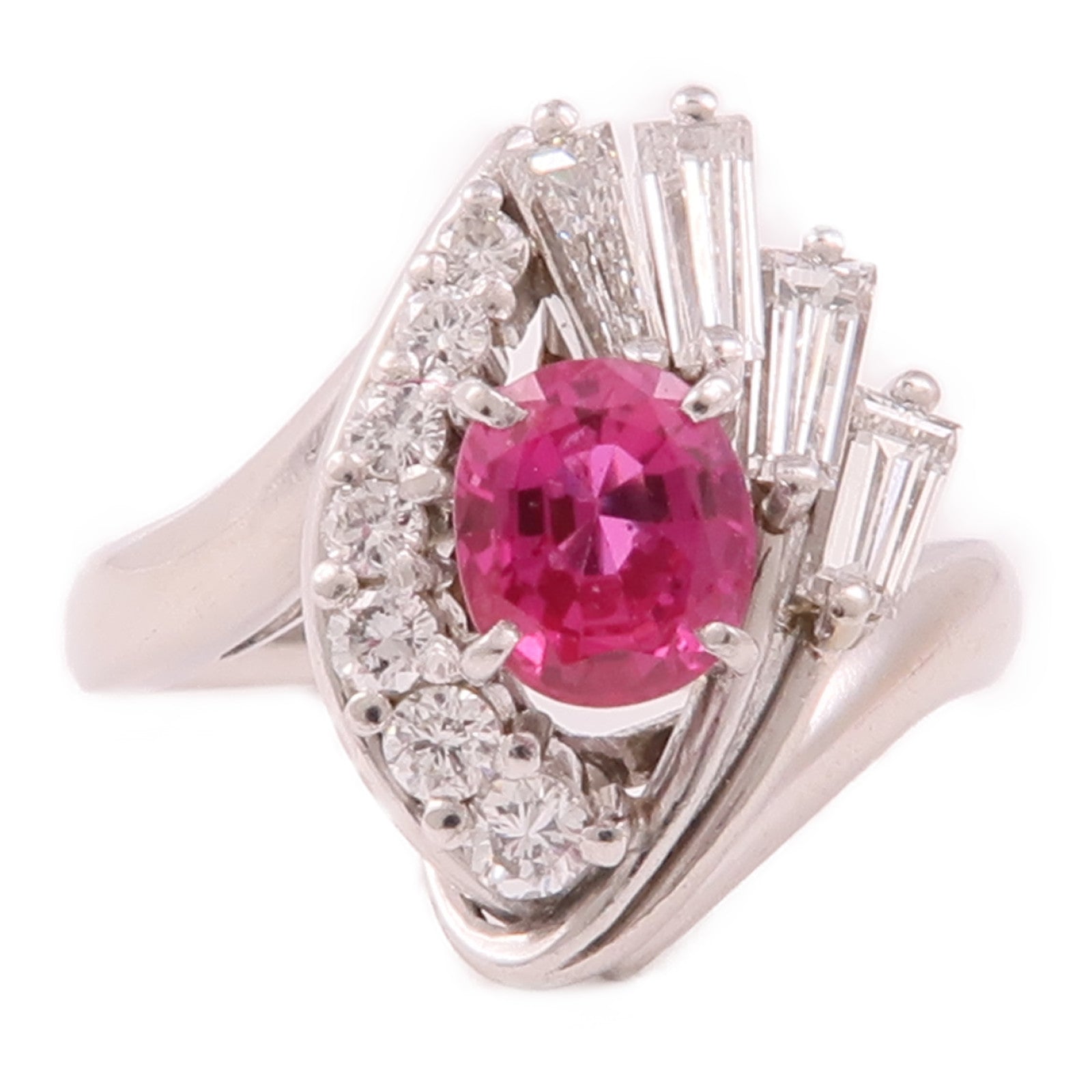 JEWELRY 【激減優惠】PT900鉑金Pink Sapphire Ring粉紅藍寶石/鑽石戒指