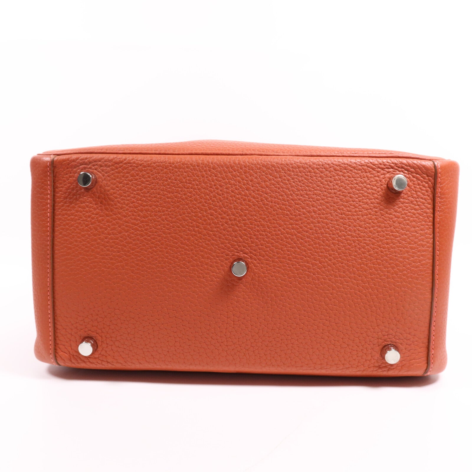 HERMES Clemence皮革Lindy 30銀扣手挽肩背兩用袋Orange