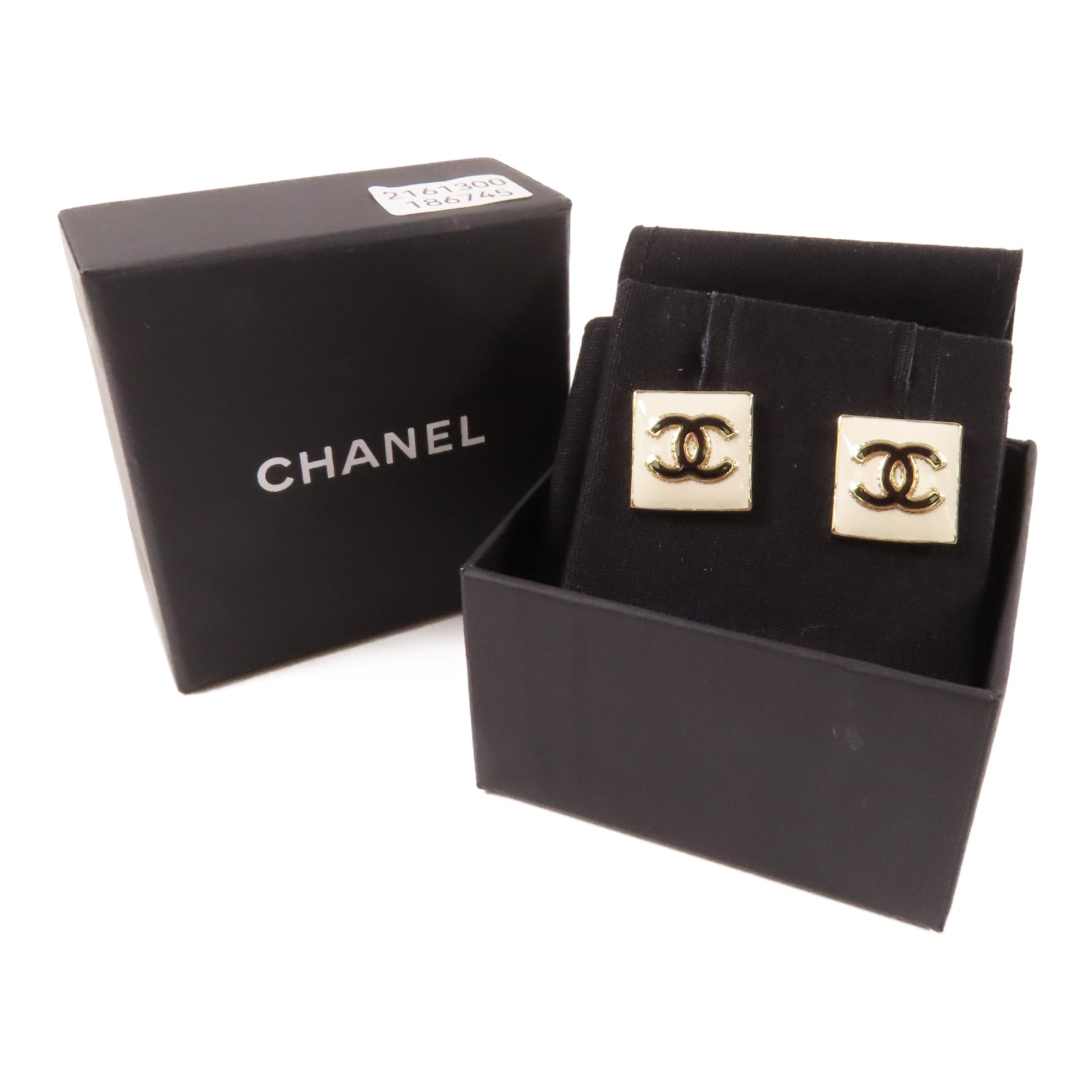 CHANEL 金屬Earrings耳環黑色/白色