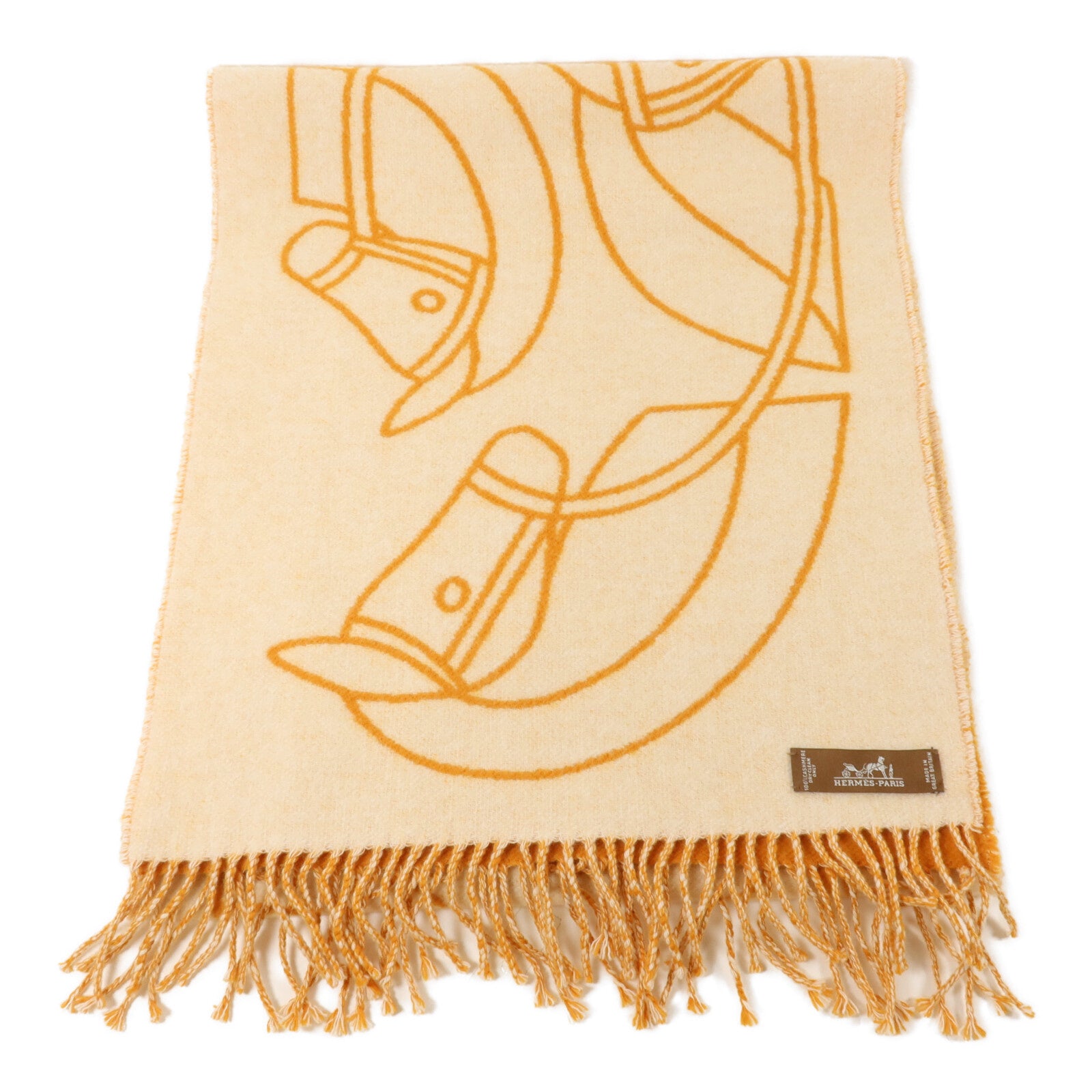 HERMES 羊絨Scarf圍巾Orange/Beige