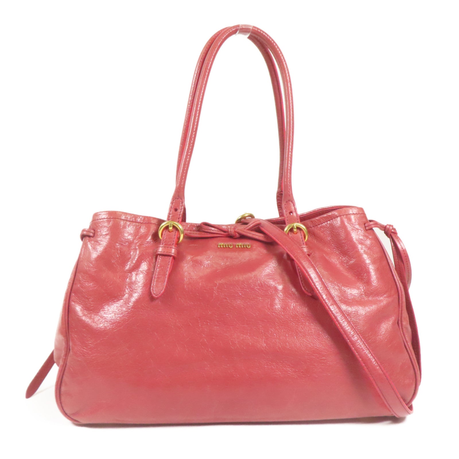 Miu Miu 牛皮皮革2 Way Shoulder金扣手挽肩背兩用袋