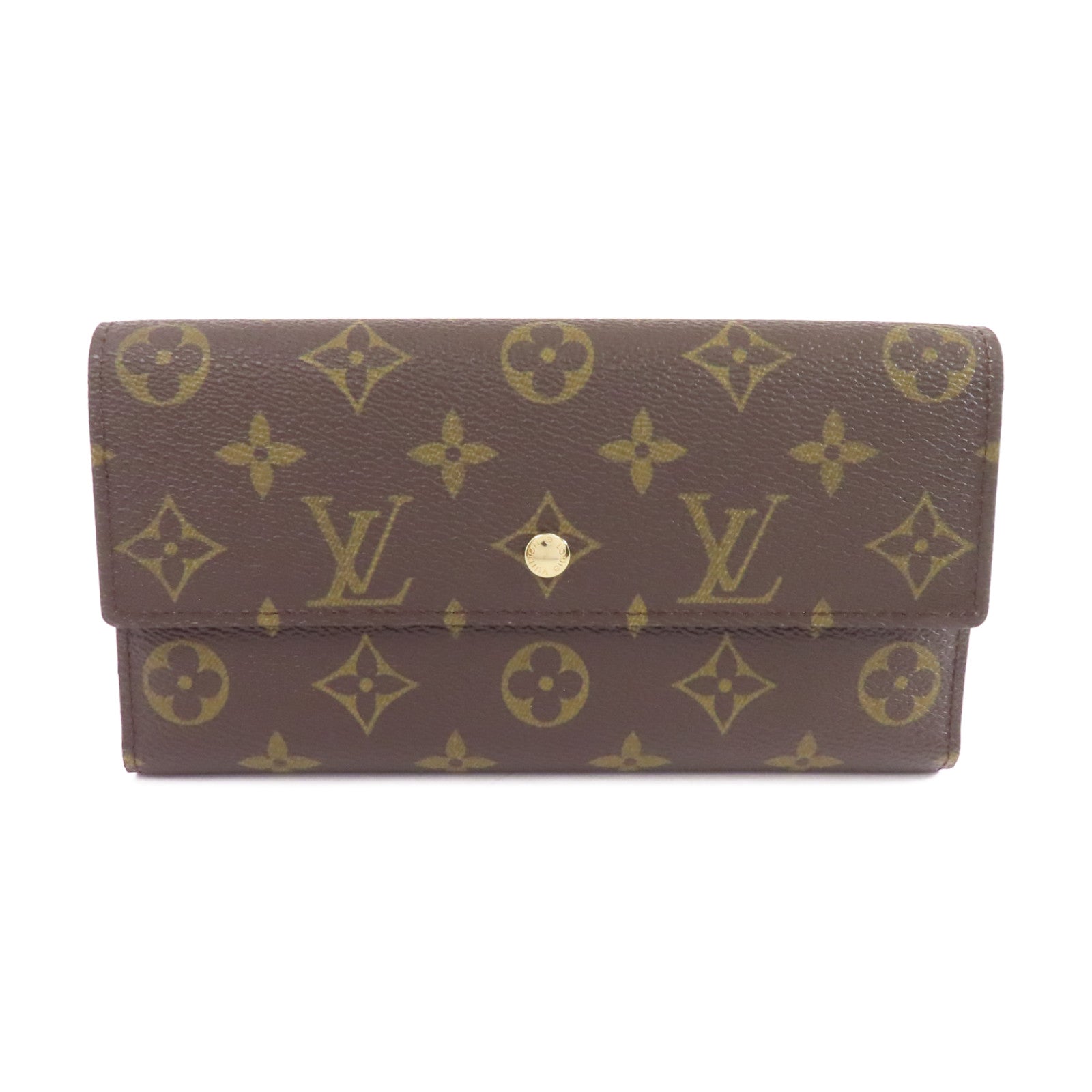 LOUIS VUITTON Monogram Portefeuille International金扣長錢包啡色