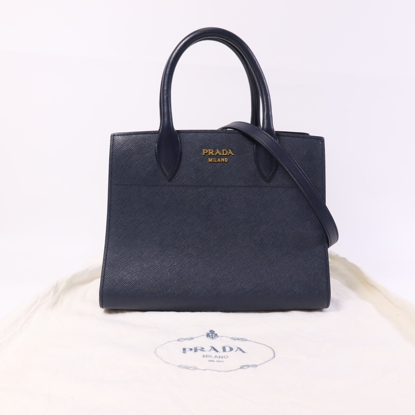 PRADA 牛皮皮革2 Way Shoulder Bag金扣手挽肩背兩用袋