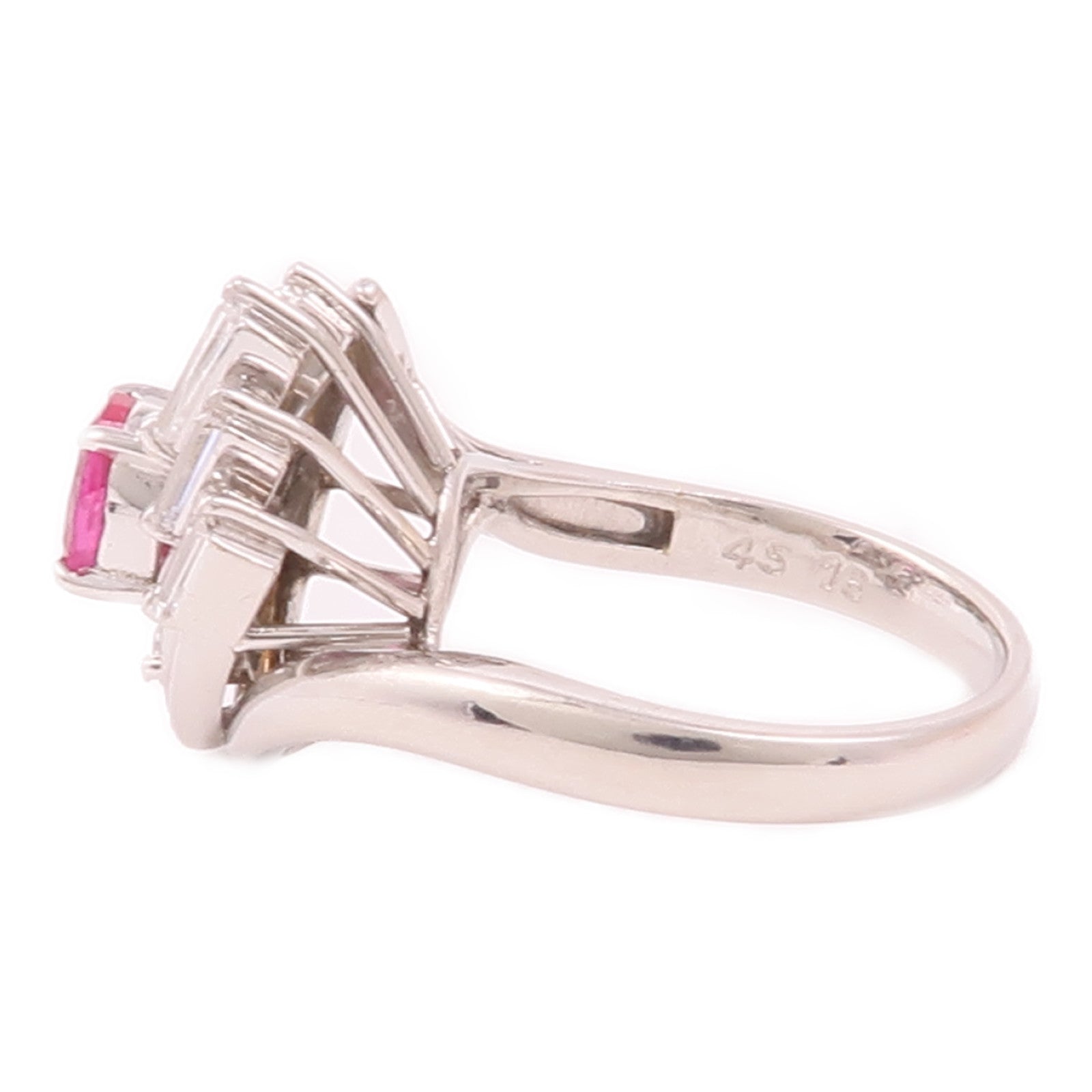 JEWELRY 【激減優惠】PT900鉑金Pink Sapphire Ring粉紅藍寶石/鑽石戒指