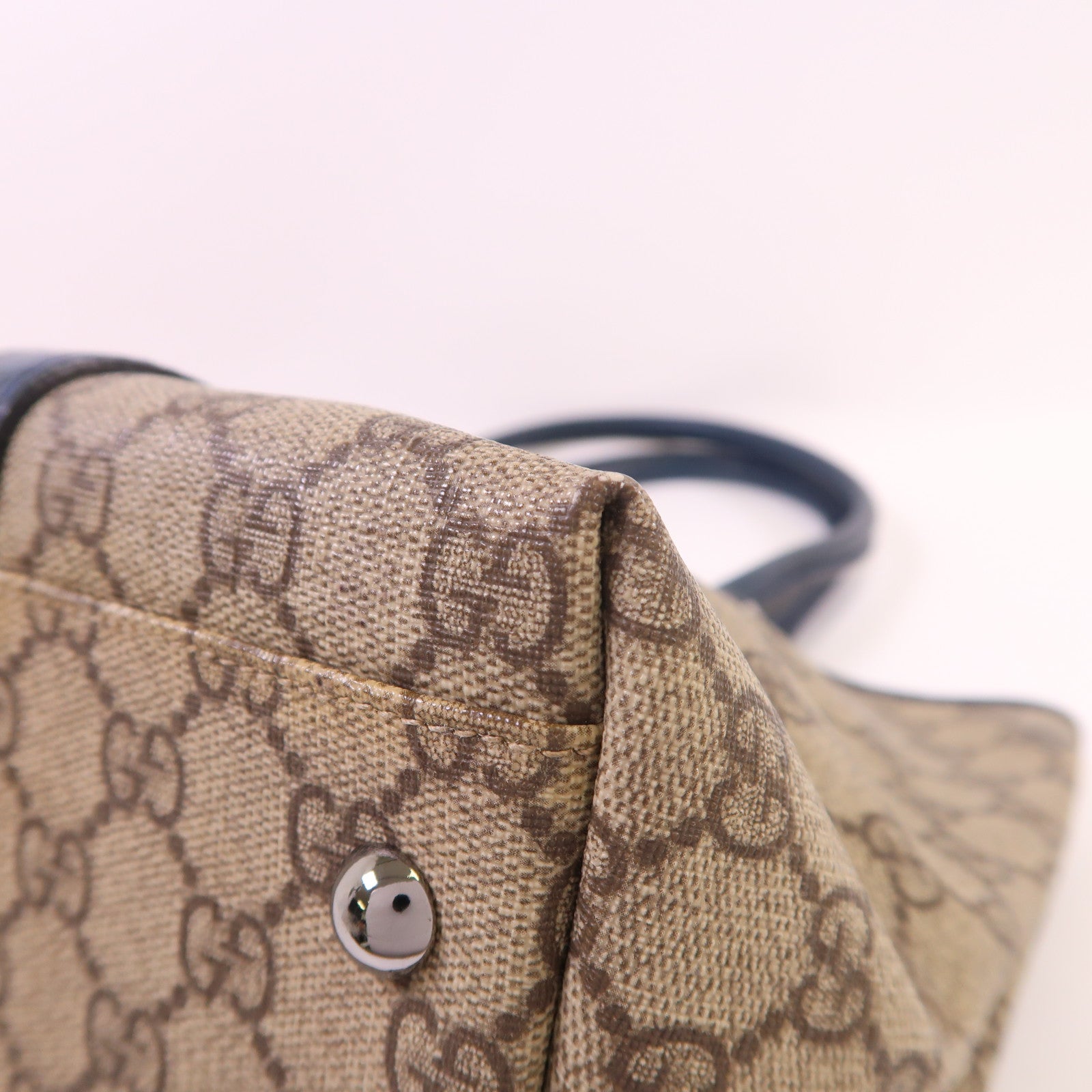 GUCCI 塗層帆布Tote Bag銀扣肩背袋