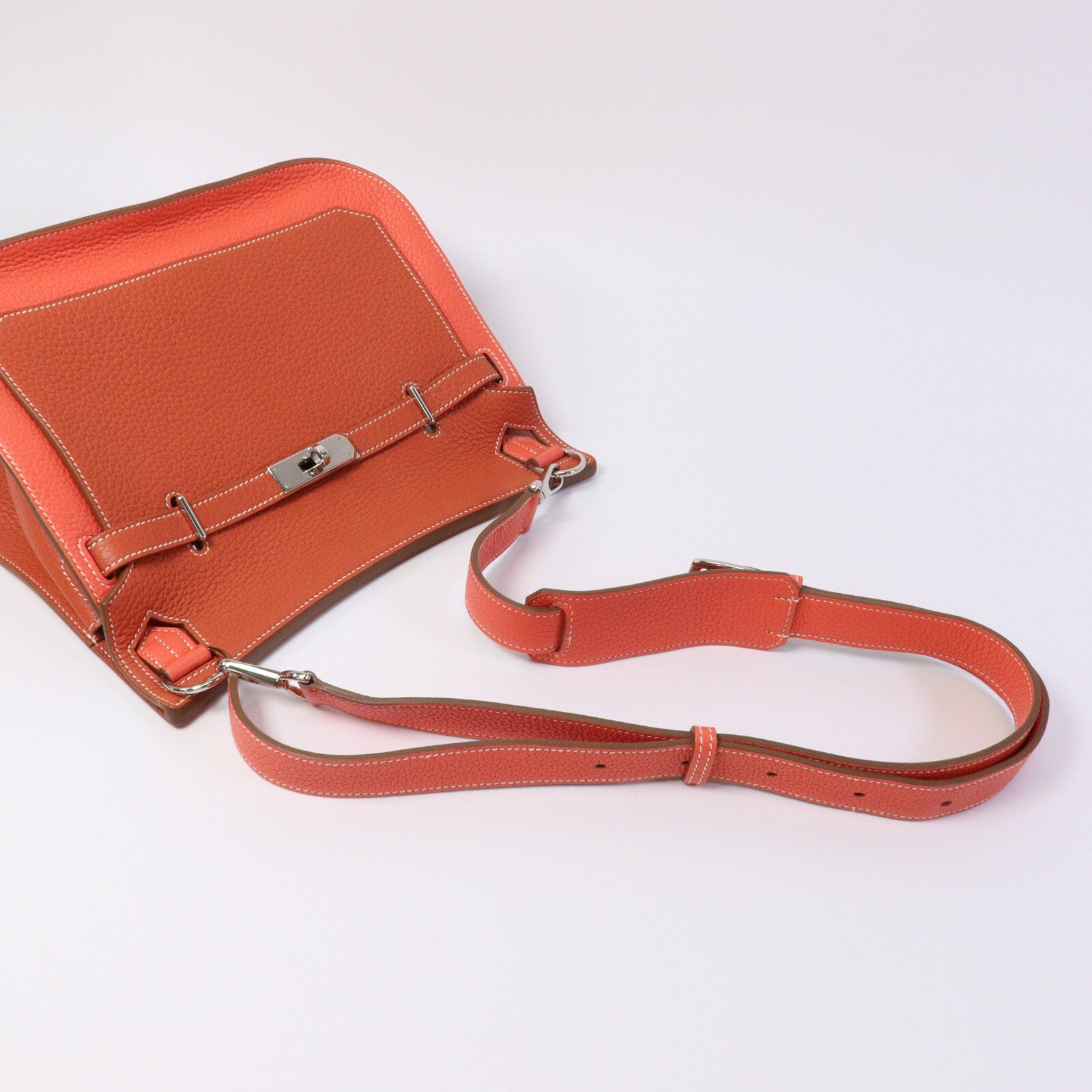 HERMES Clemence皮革Jypsiere 28肩背袋Sanguine/Rose Jaipur