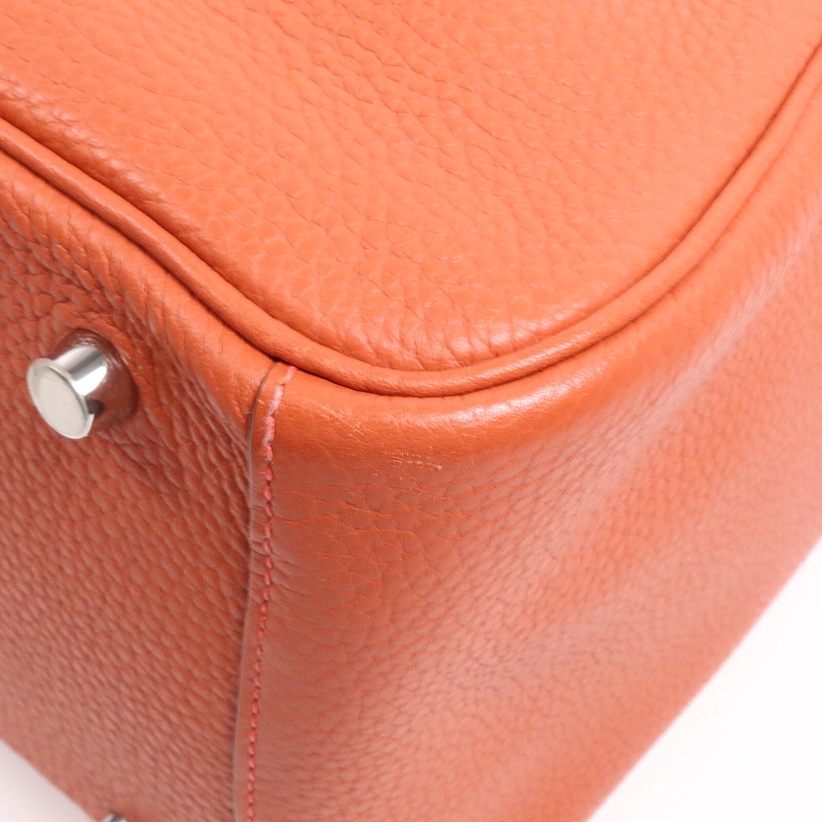 HERMES Clemence皮革Lindy 30銀扣手挽肩背兩用袋Orange