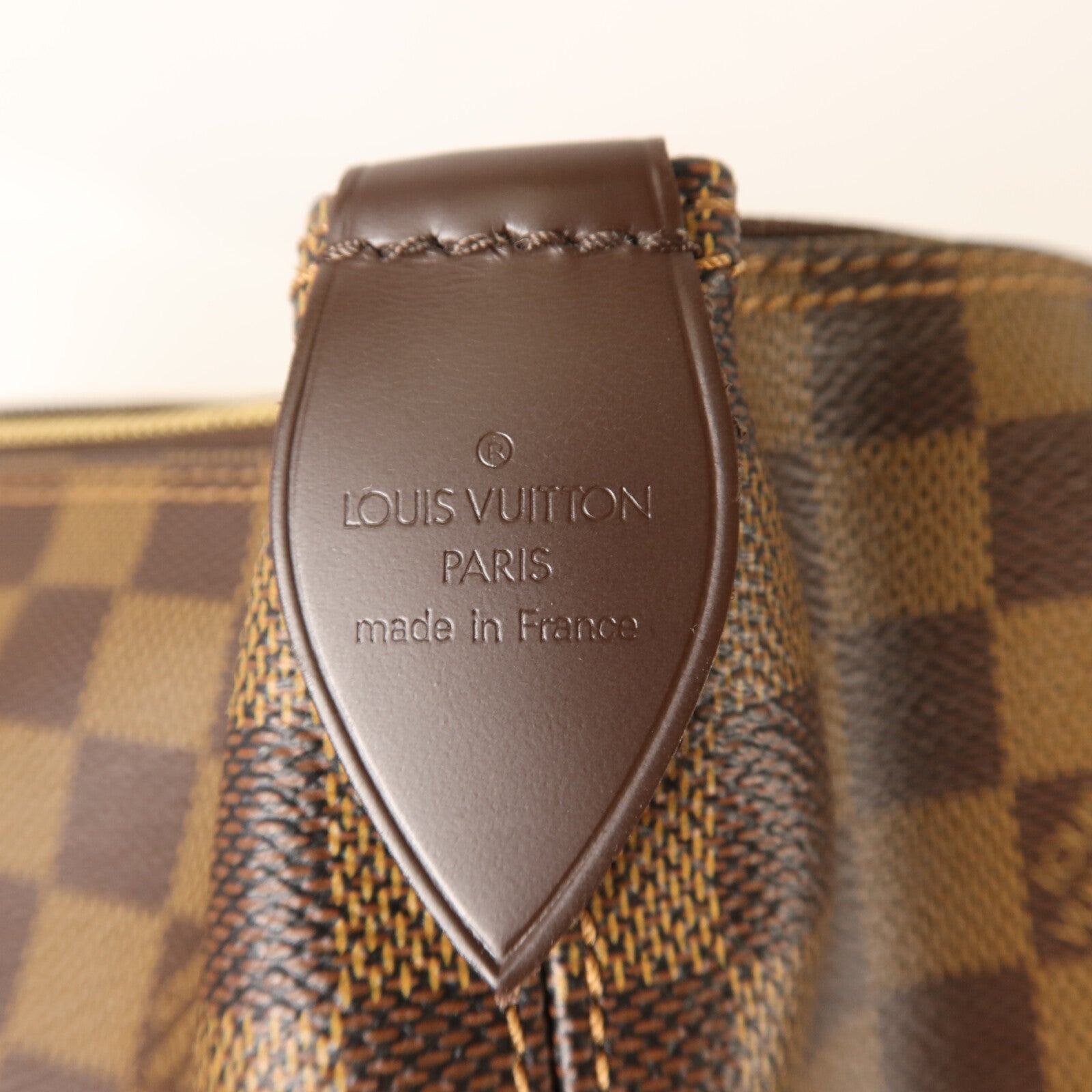 LOUIS VUITTON Damier Saleya MM金扣肩背袋/手挽袋棕色