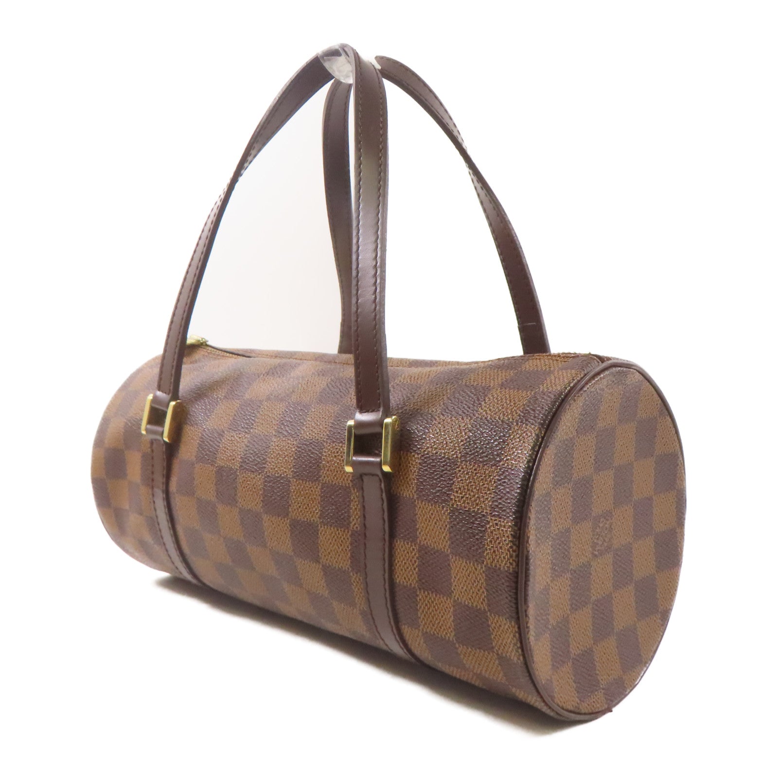 LOUIS VUITTON Damier Papillon PM金扣手挽袋棕色