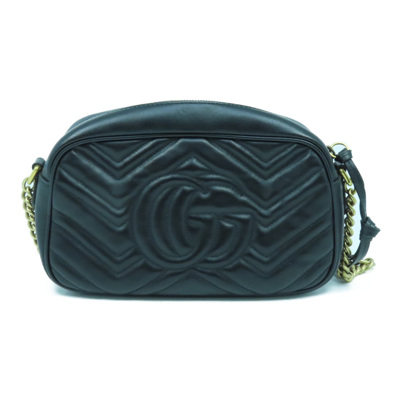 GUCCI 【激減優惠】牛皮皮革GG Marmont金扣肩背袋黑色