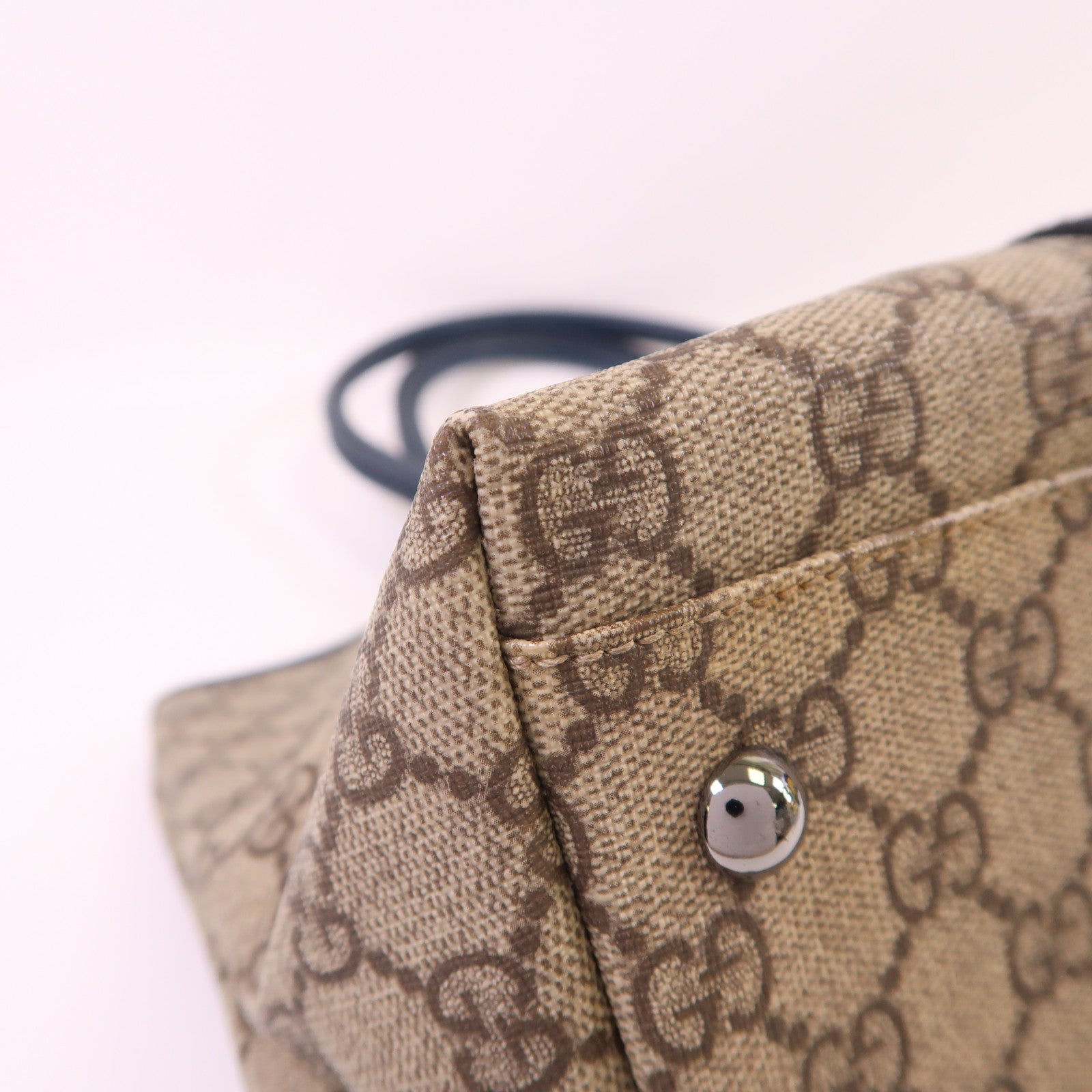 GUCCI 塗層帆布Tote Bag銀扣肩背袋