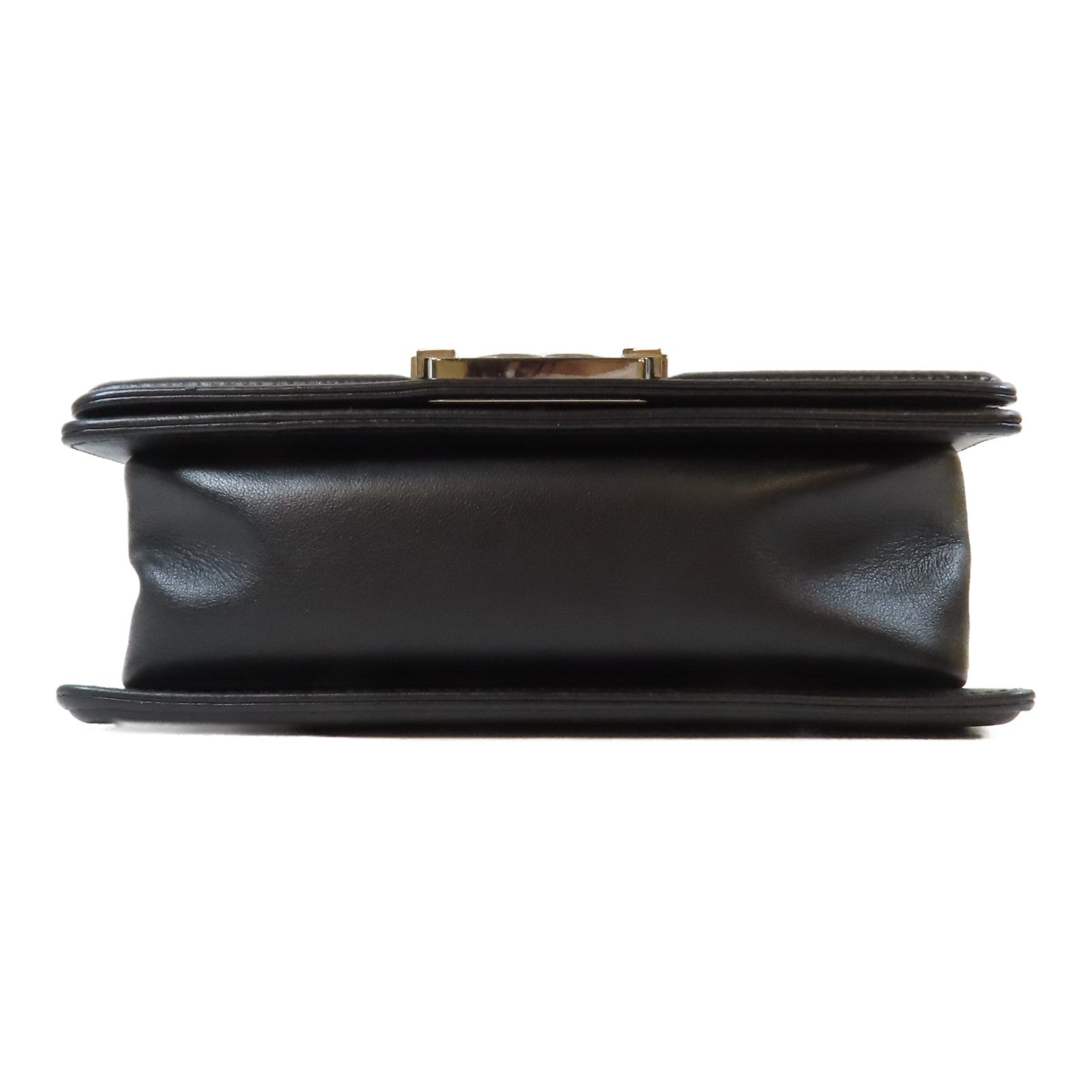 CHANEL 斜紋牛皮皮革Le Boy Chain Shoulder Bag銀扣鏈帶肩背袋黑色